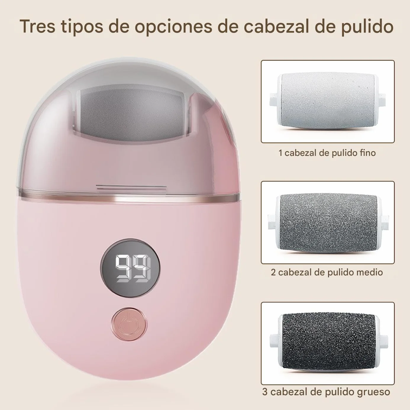 Máquina Eléctrica para Callos Recargable 3 Accesorios