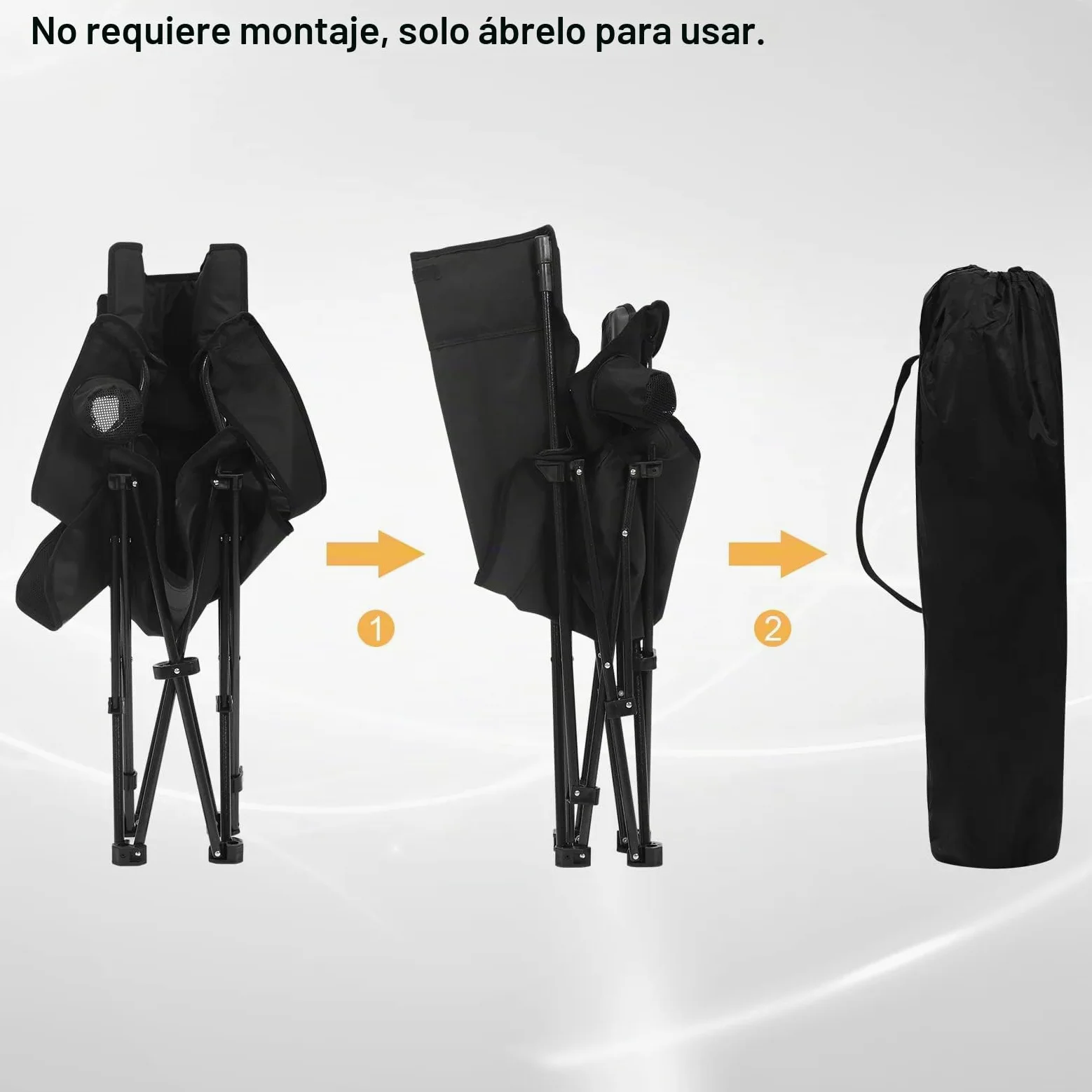 WOLTU Sillas Plegables Camping, Juego de 2 Sillas Portátiles para Exterior, Ligera para Jardin Playa Picnic y Pesca, hasta 150 kg, Negro