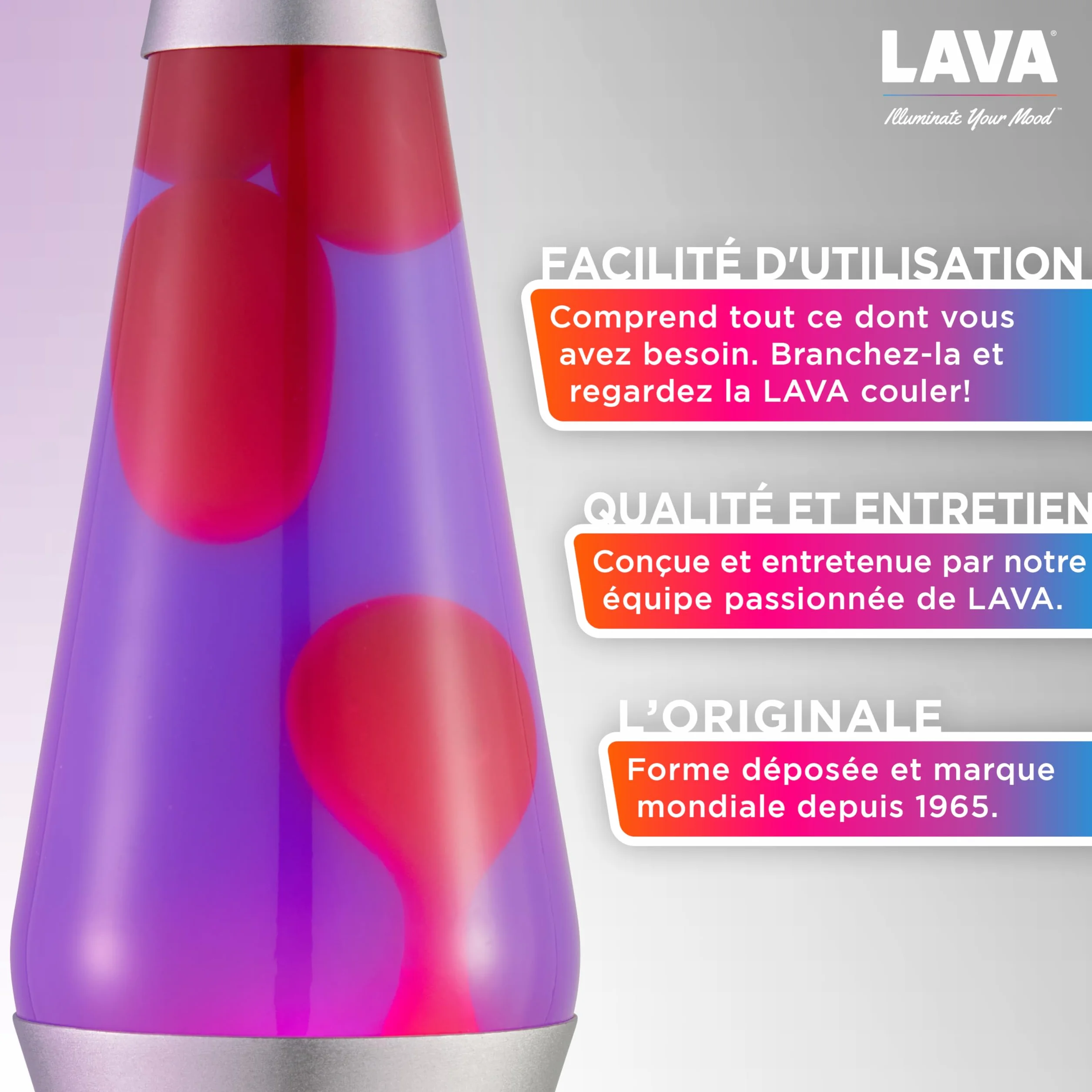 Lámpara Lava 2121 Original 14,5 Pulgadas, Cera Rosa, Líquido Morado