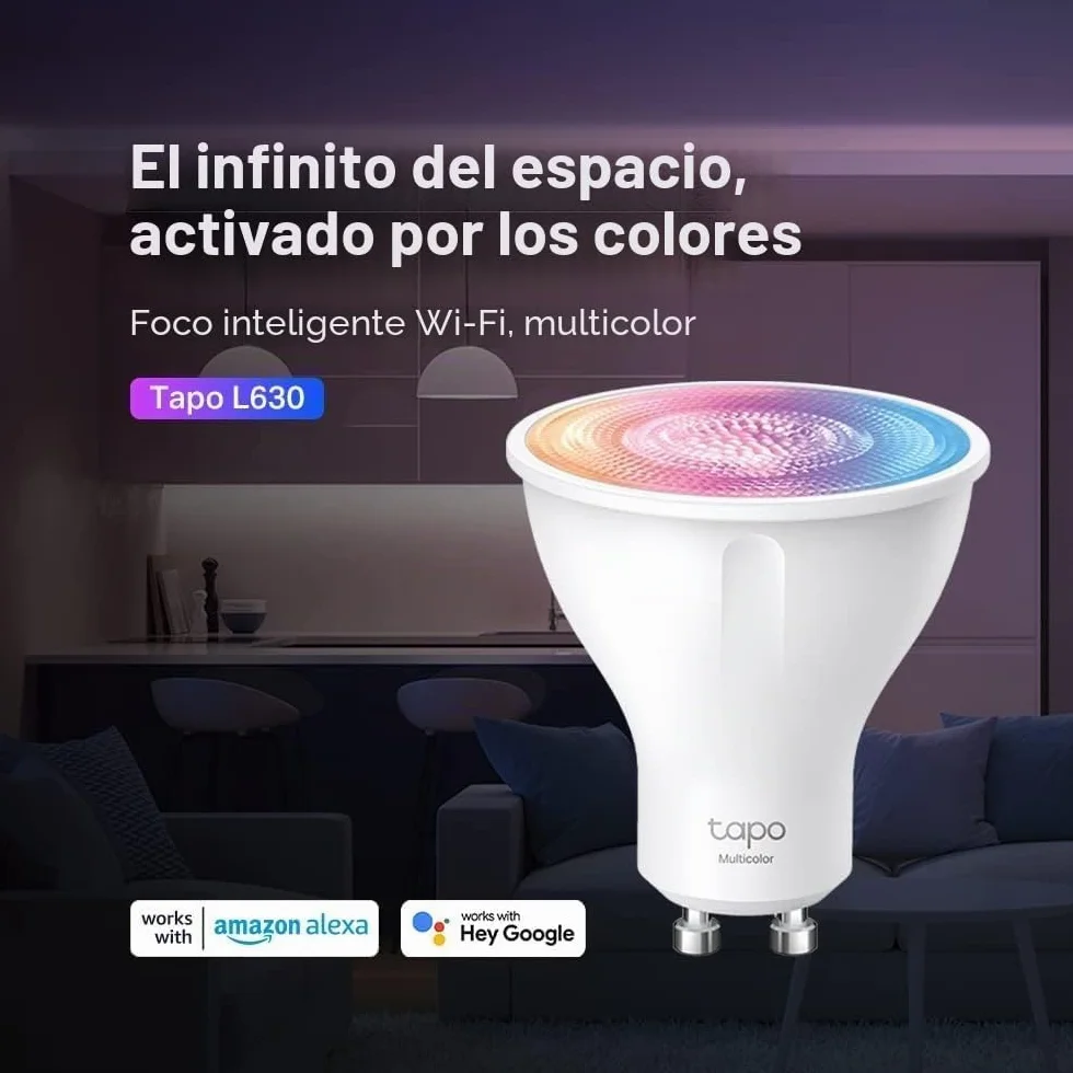 Tapo L630 GU10 Bombilla LED inteligente Wi-Fi RGBW multicolor 16 millones de colores compatible con Amazon Alexa 350 lúmenes 3.7W 2 unidades