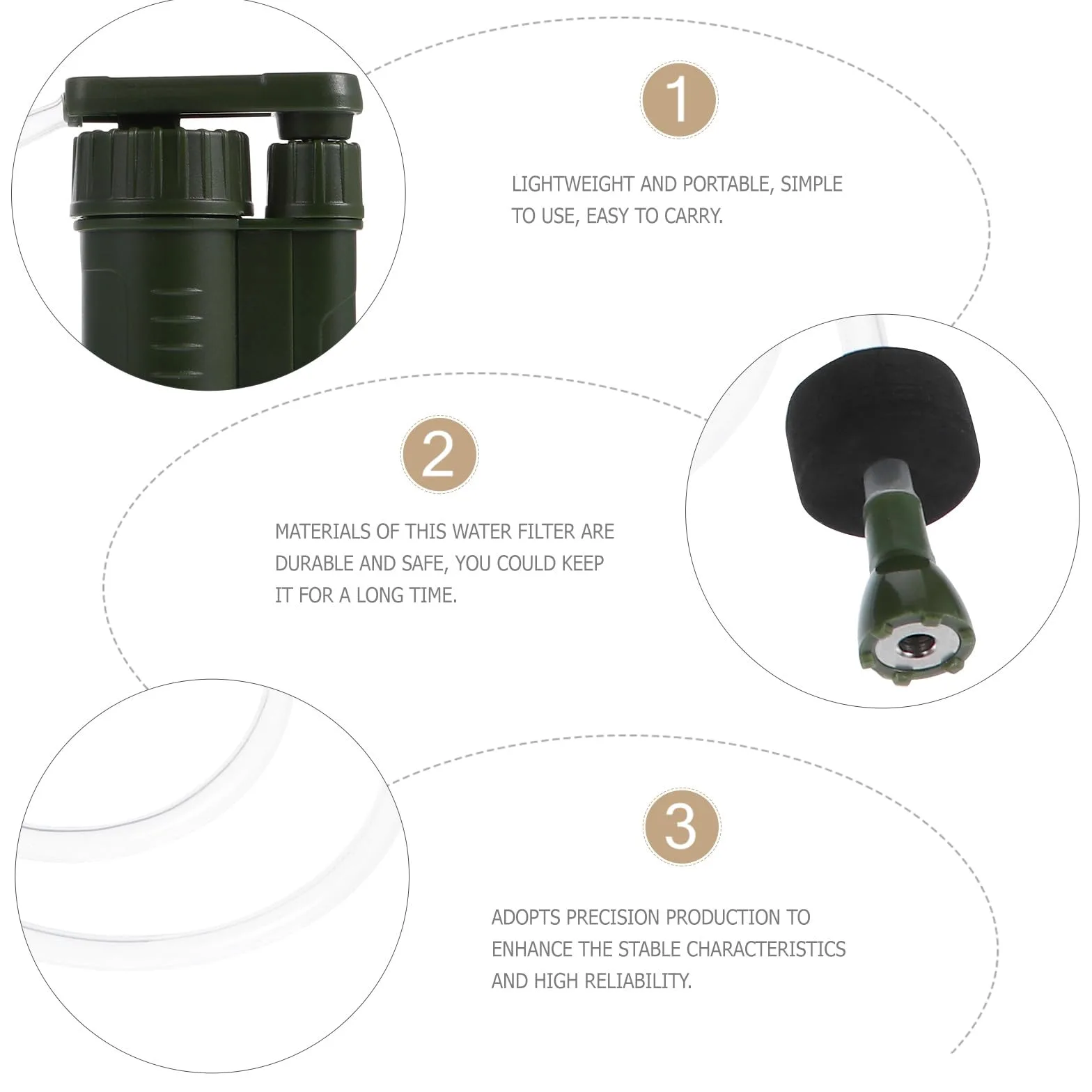 CHILDWEET Filtro de Agua Portátil Verde de Abs para Acampar Alta Fiabilidad y Fácil Transporte, Purificador de Agua Personal Adecuado para Emergencias y Actividades al Aire Libre