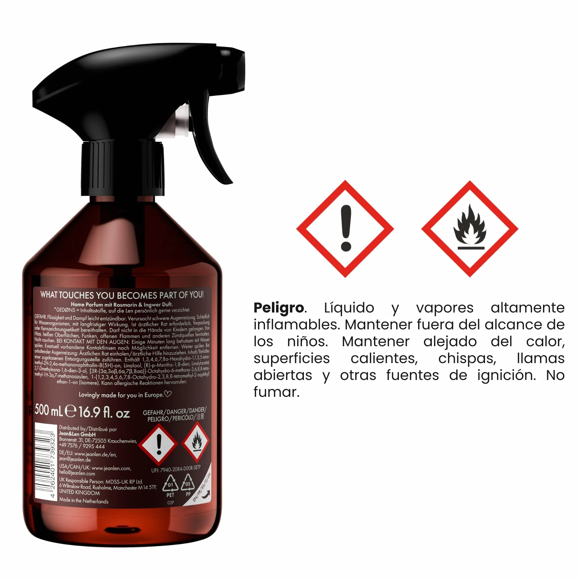 Jean & Len Home Perfume ambientador spray 500 ml Rosemary & Ginger