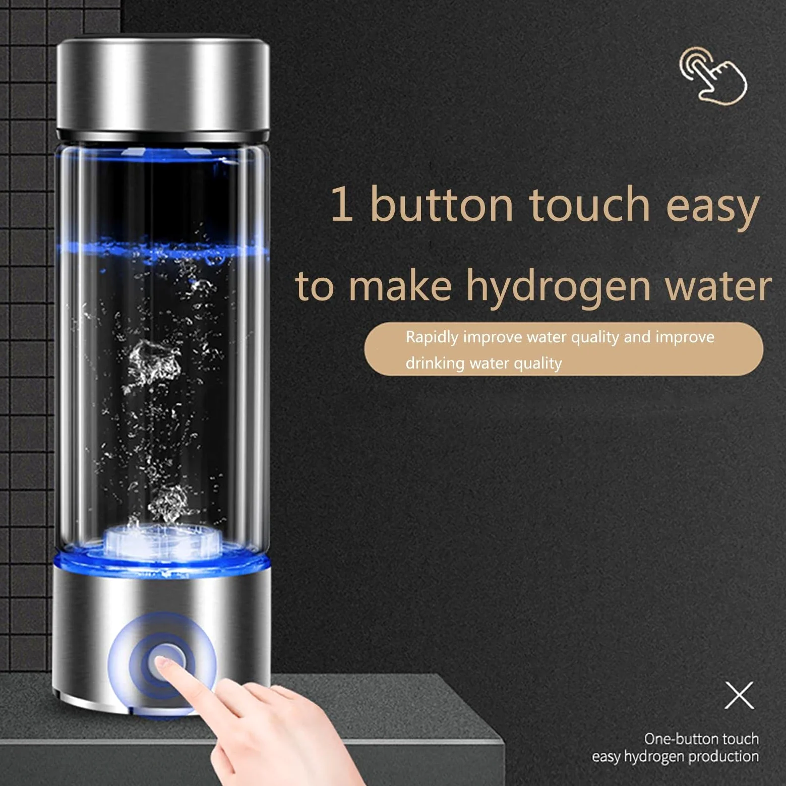 PAHION Generador Ionizador De Agua Hidrogenada Botella De Agua Hidrogenada Portátil Electrolisis Rápida En 3 Minutos Obtiene 1300-1600PPB Alta Concentración Sin BPA Botella Deportiva Saludable 430ML