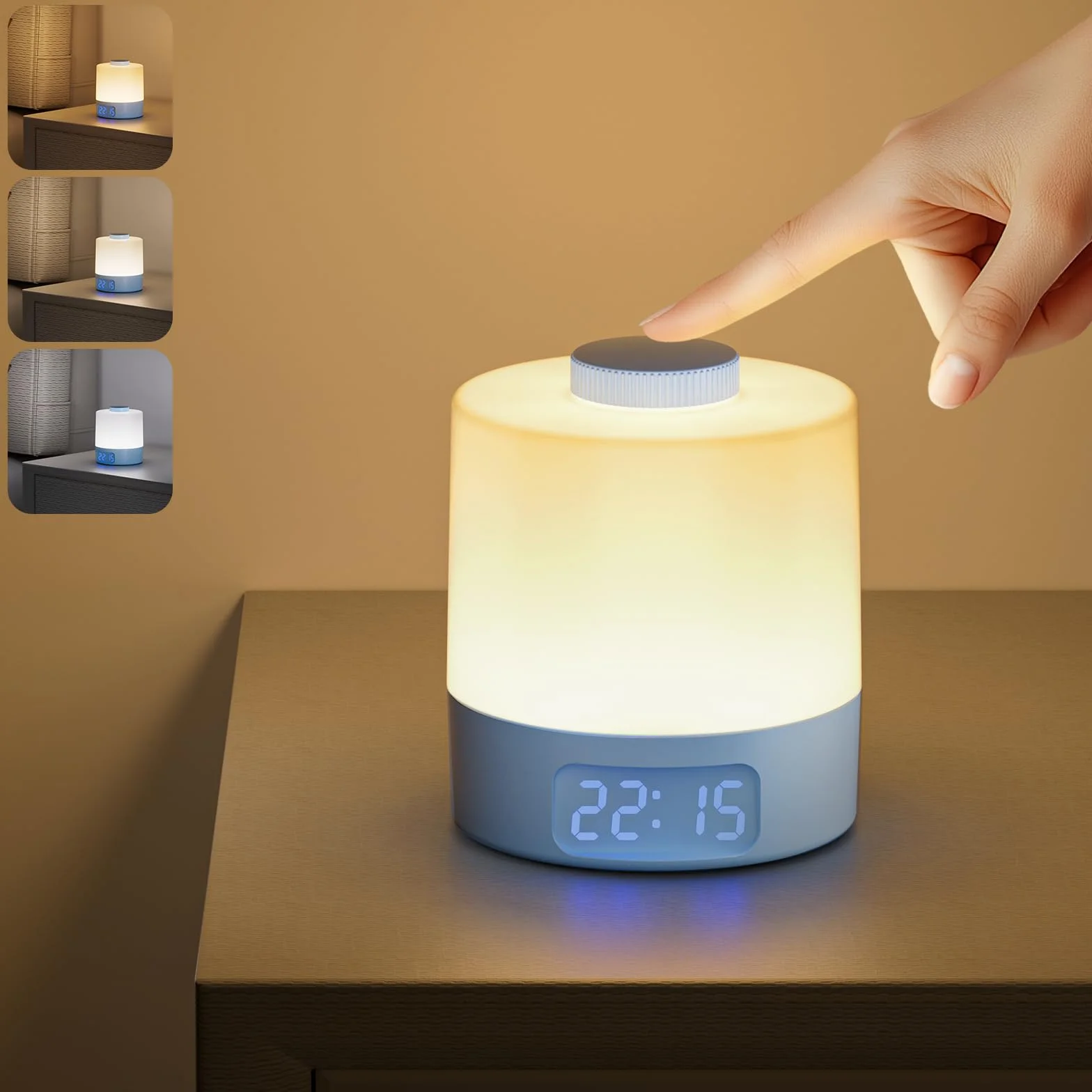 WOBANE Lámpara de Mesita de Noche Recargable USB 3600 mAh 3 Temperaturas de Color