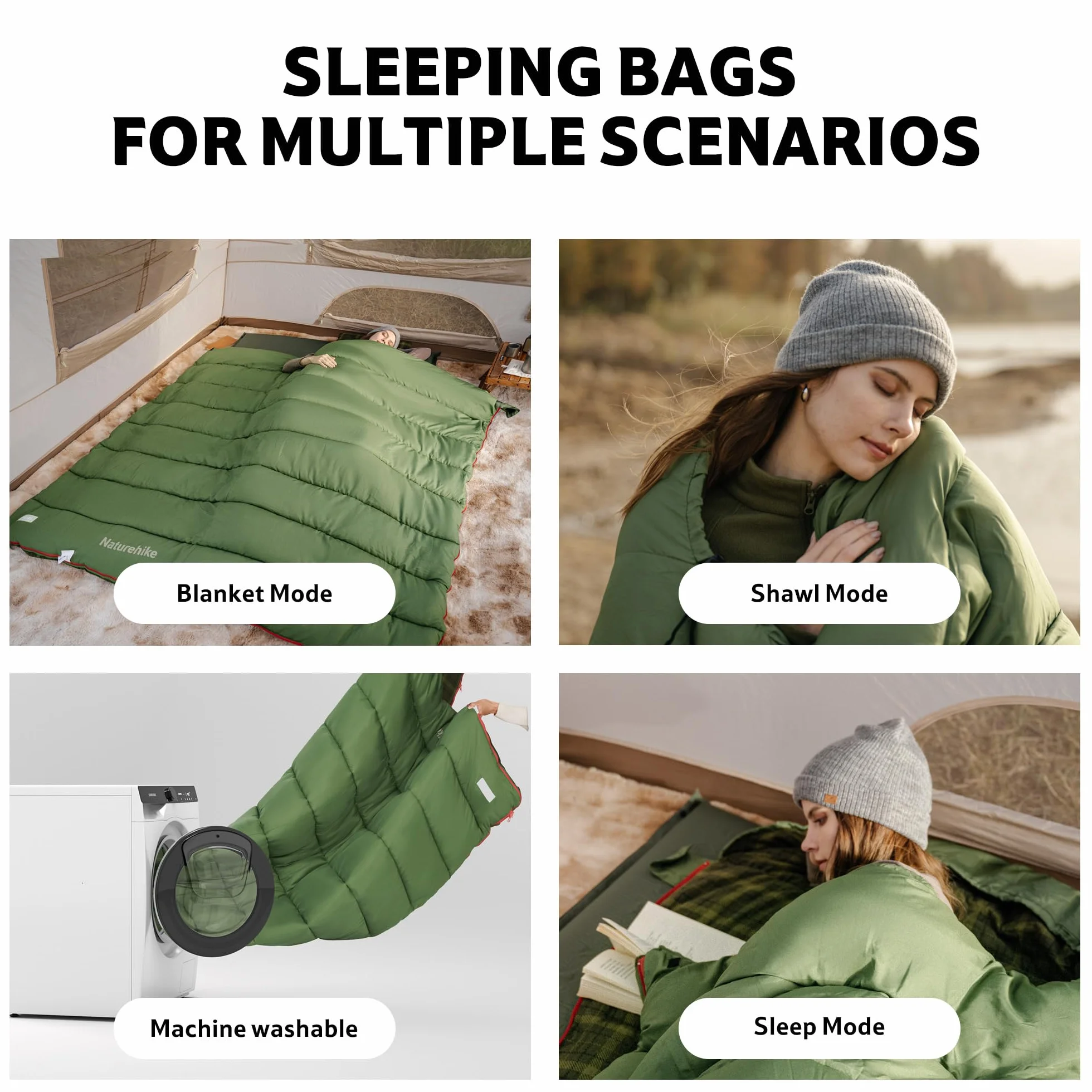 Naturehike Saco de dormir de franela grande y alto para adultos, saco de dormir para clima frío para todas las estaciones, sacos de dormir XXL para camping, senderismo, caza, incluye bolsa de
