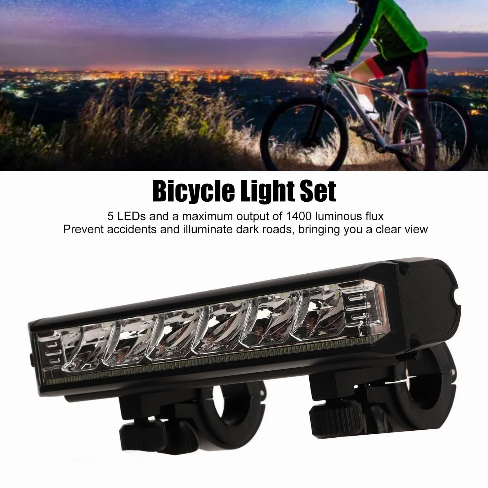 Juego de Luces para Bicicleta, 6 Luces de Aleación de Aluminio de Alto Brillo, Luz Multimodo para Bicicleta para Ciclismo Al Aire