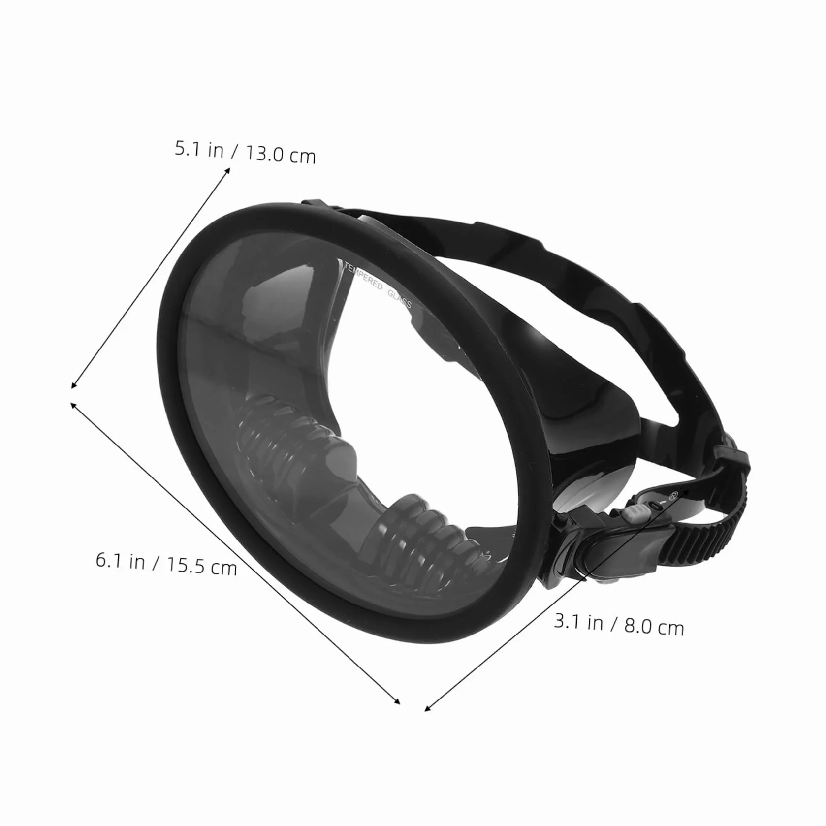 Sosoport Máscara de Buceo Ajuste Cómodo de Visión Amplia Antivaho Silicona y Vidrio Templado Negro para Snorkel y Natación