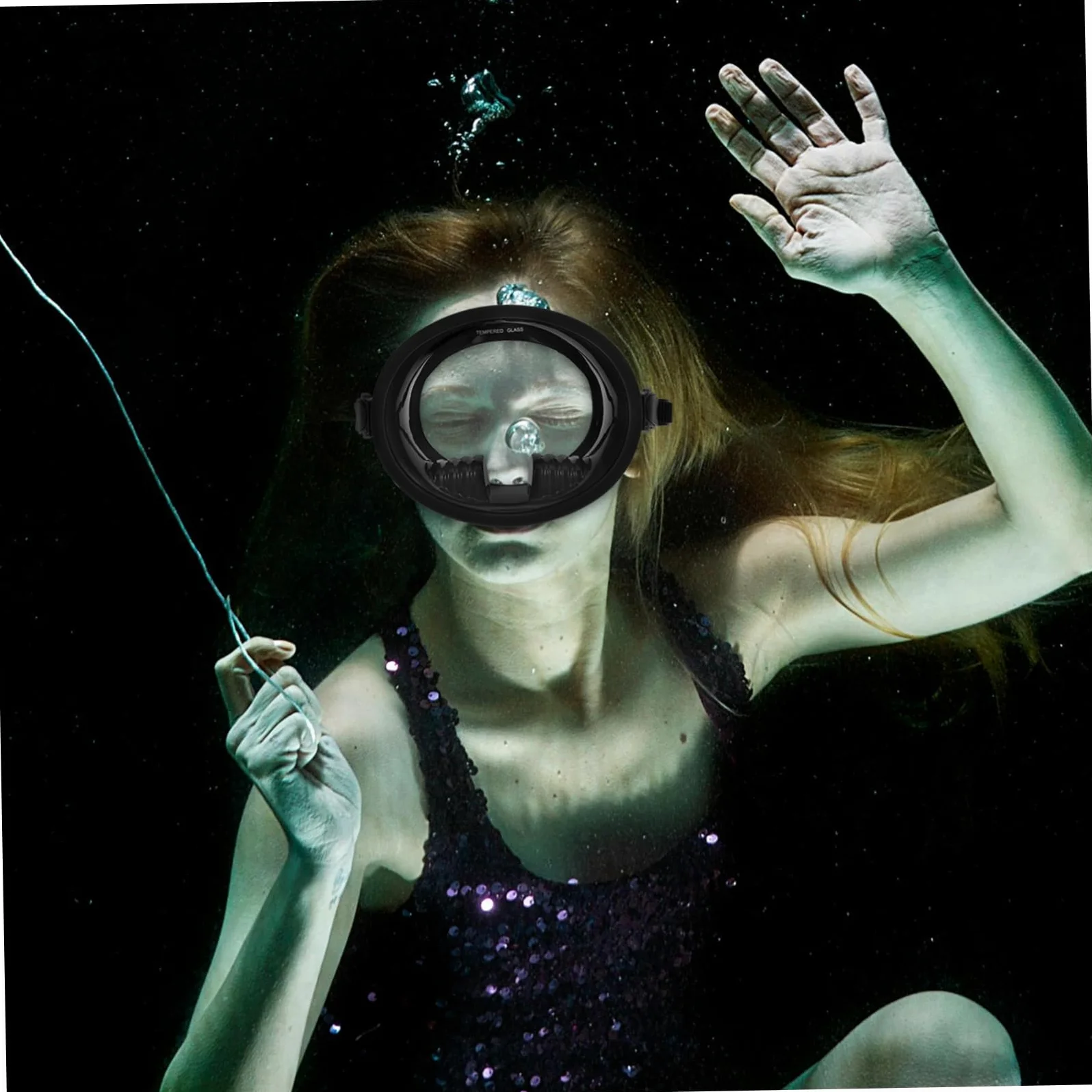 Sosoport Máscara de Buceo Ajuste Cómodo de Visión Amplia Antivaho Silicona y Vidrio Templado Negro para Snorkel y Natación