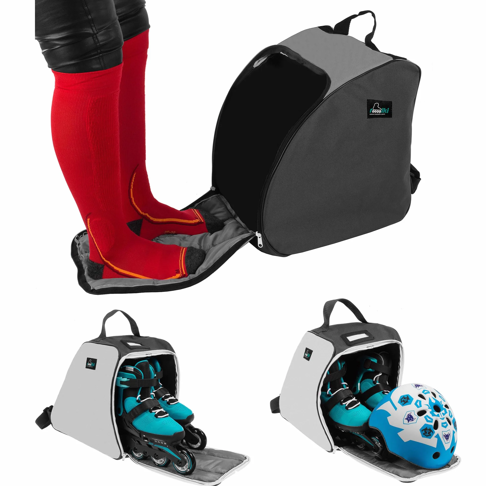 Bolsa para patines con asas, cierre de cremallera y correas ajustables