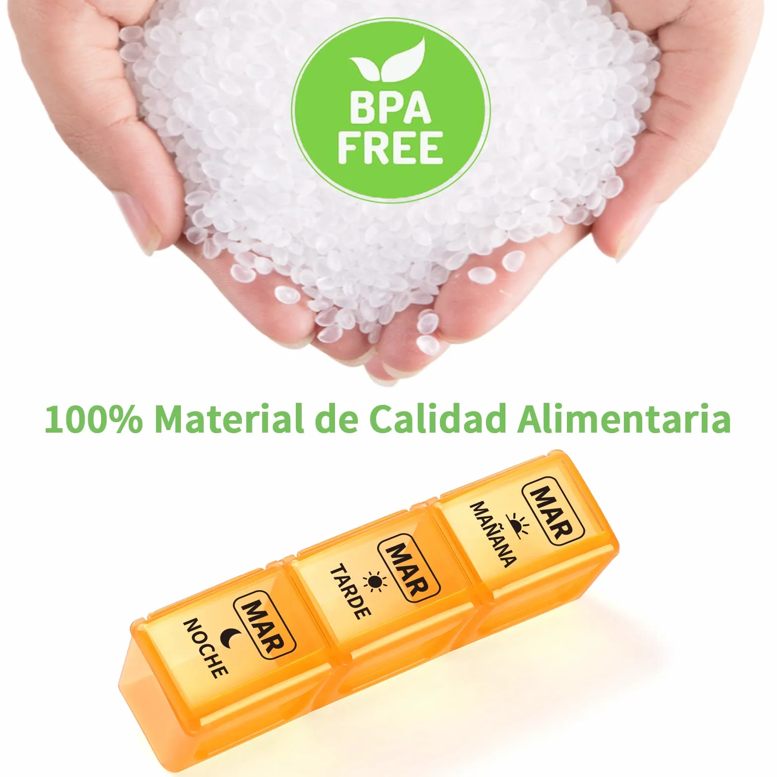 Opret Pastillero Semanal 3 Tomas Grande, Dosificador de Comprimidos 7 Dias 21 Compartimentos, Pastillero de Viaje