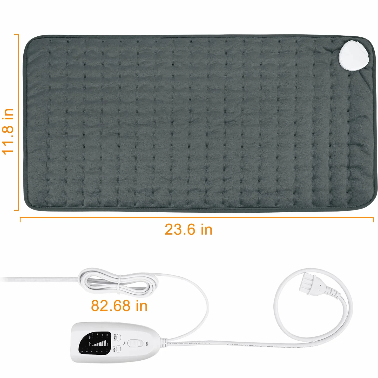 Manta Electrica Almohadilla Termica Calefaccion Electrica 6 Temperaturas Apagado Automatico 30x60cm Gris Oscuro