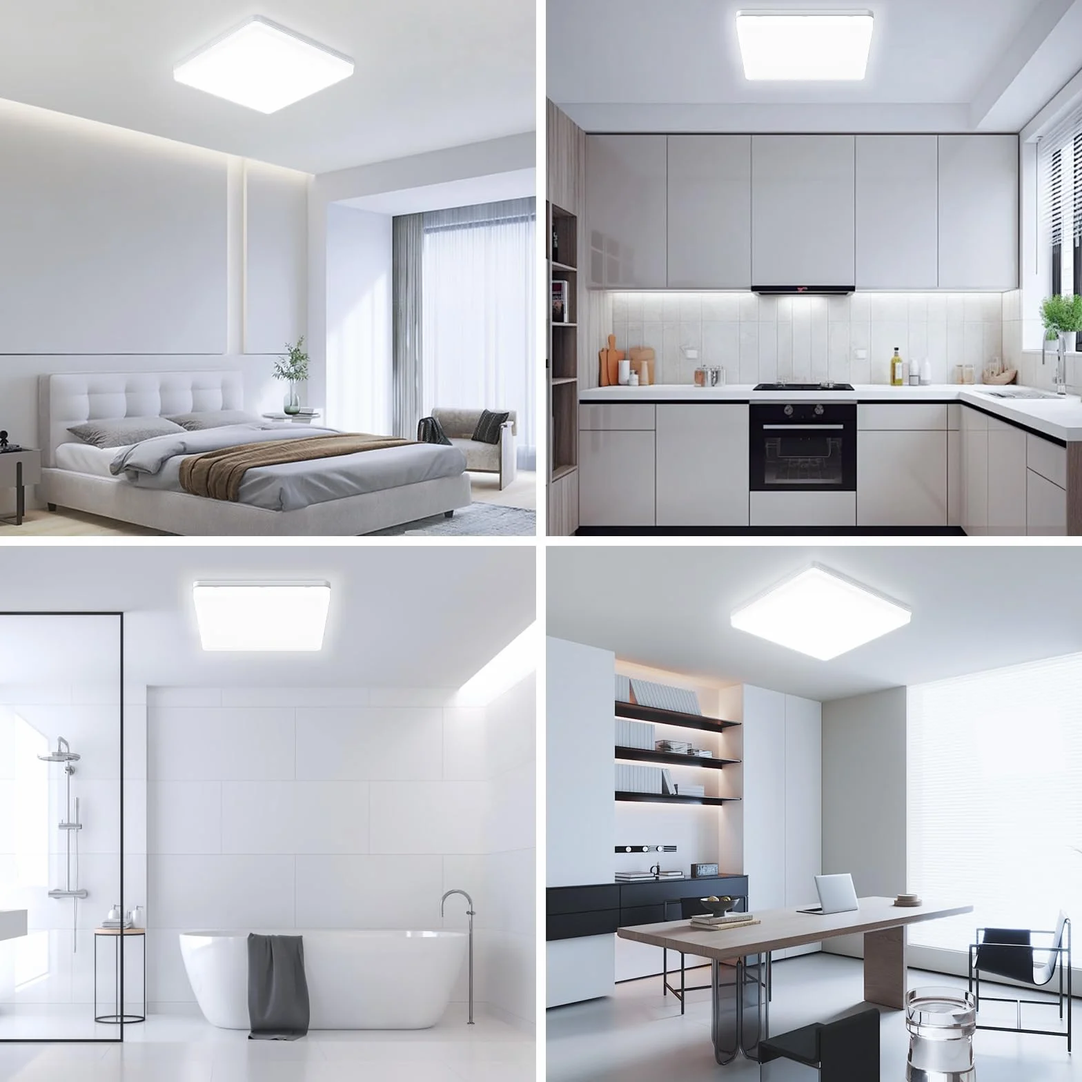 EASY EAGLE LED Lámpara de Techo 48W 4800LM 6500K Panel Impermeable Cuadrada Ø30CM