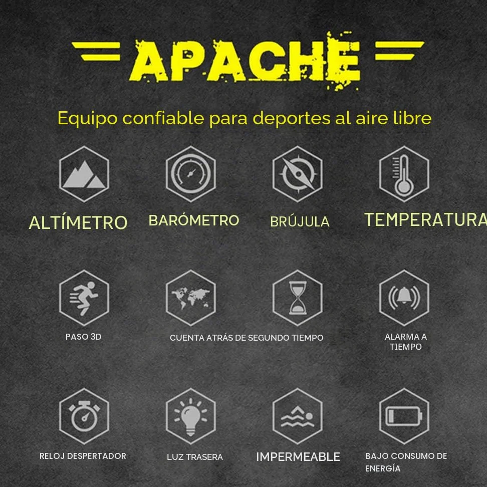 Reloj inteligente deportivo al aire libre, reloj táctico de silicona con altímetro, barómetro, brújula y termómetro, reloj militar impermeable hasta 50 m, rastreador de fitness multifuncional
