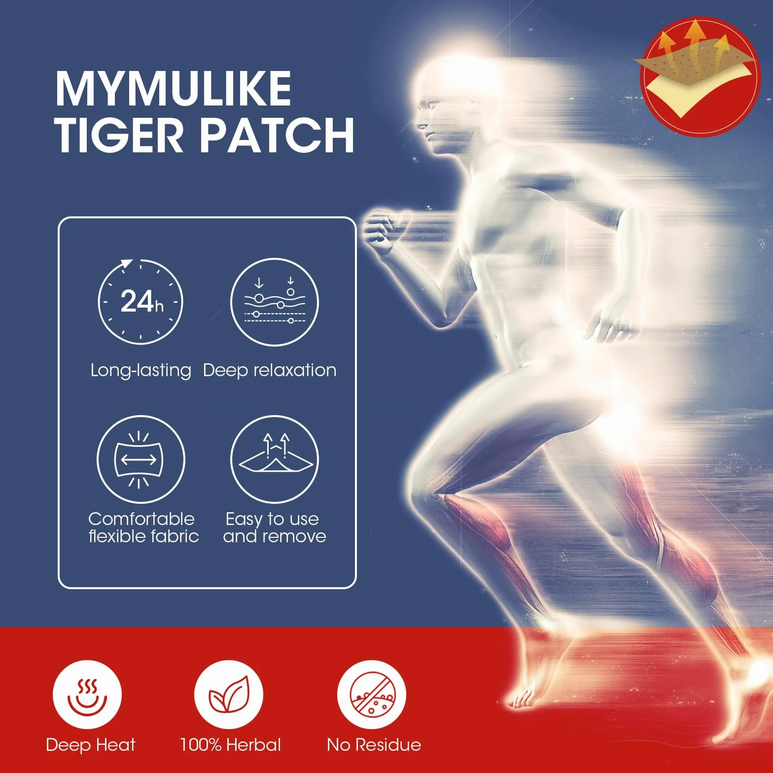 MYMULIKE Tigre Parches Para el Dolor, 100Pcs Parches de Calor, Alivio Rápido y Duradero del Dolor Muscular