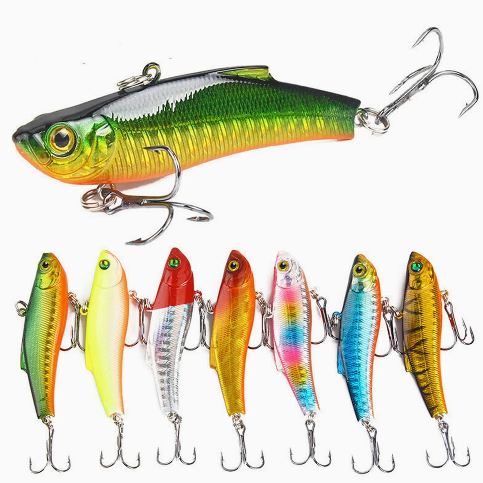 Señuelos de Pesca Blandos, Señuelos de Pesca 10 PCS Señuelo de Pesca Cebo Duro Buceo Cebo Giratorio Aparejos de Pesca de mar de Invierno 7 cm / 18 g for Agua Dulce, Equipo de Pesca Simple
