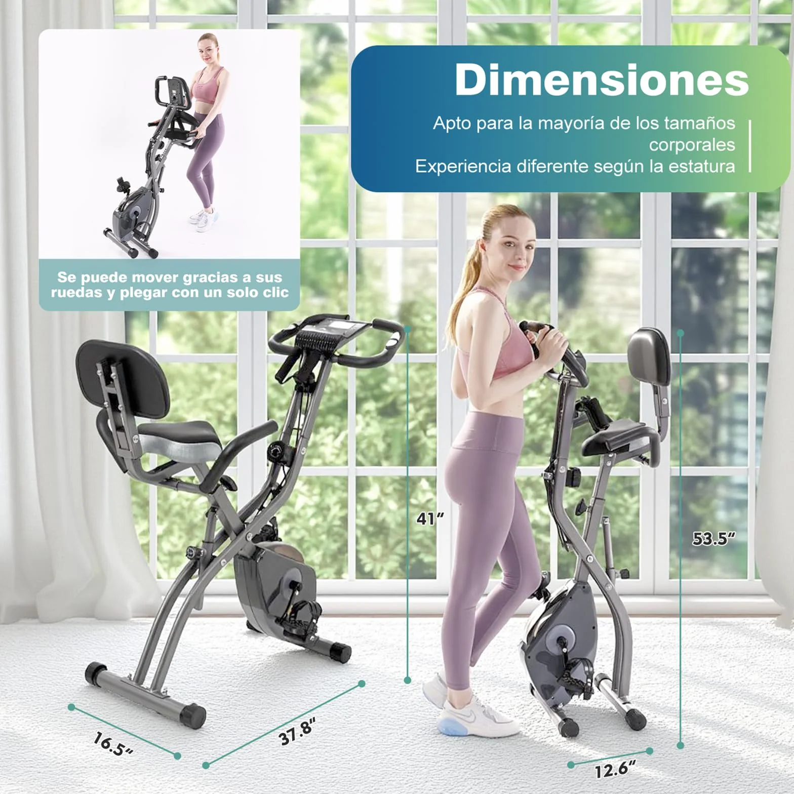 Bicicleta estática de 10 niveles de resistencia magnética ajustable, plegable y silenciosa, con banda de resistencia de brazos, pantalla LCD, utilizada para bicicleta de entrenamiento aeróbico en casa, capacidad de peso estacionaria de 250 libras