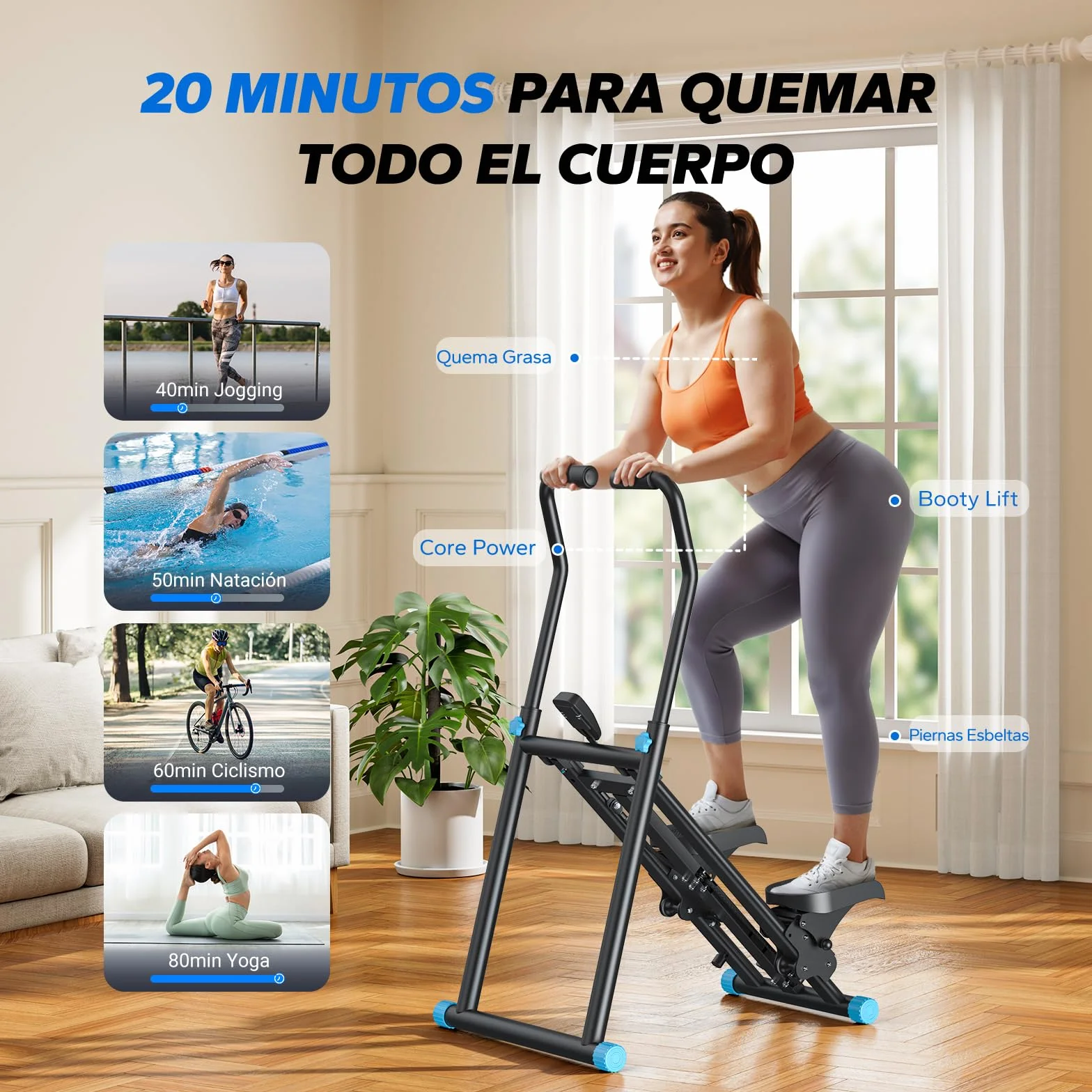 MERACH Stepper,2025 Stair Stepper Pro,Stepper de Fitness para Apartamento en Casa con Resistencia Ajustable de 3 Niveles,Maquina de Subir Escaleras Deportivo Cardio Plegable con Manillar Ajustable