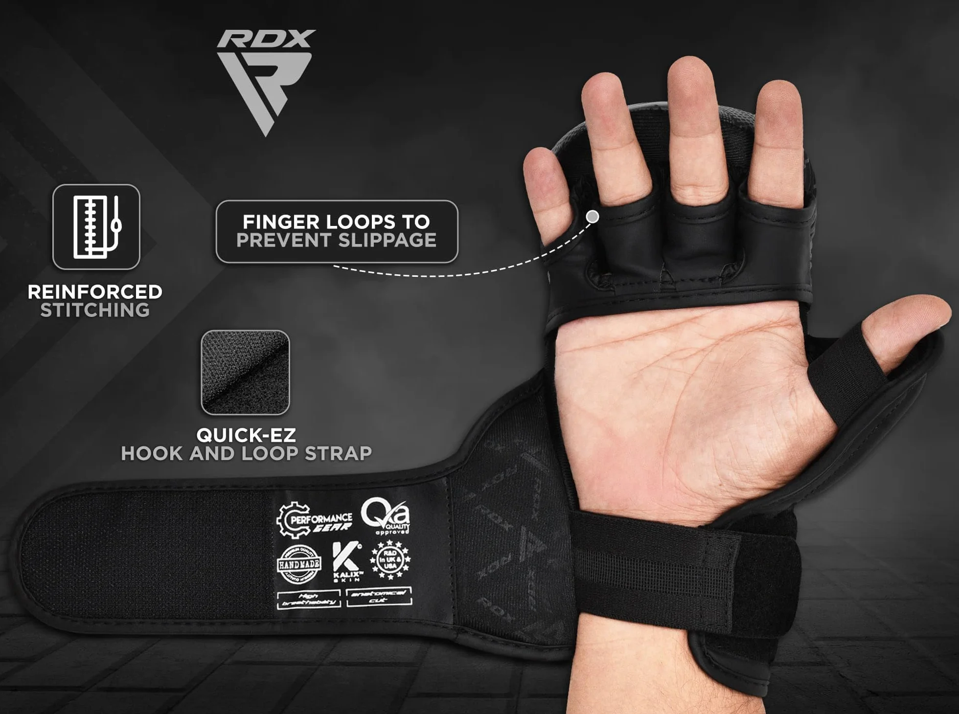 RDX Guantes de combate aprobados por IMMAF, diseño híbrido de grado profesional para nivel de competición y entrenamiento, palma abierta ventilada, correas de muñeca ajustables, artes marciales Muay