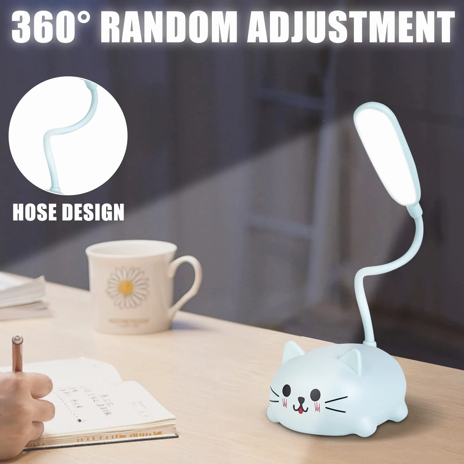 Molbory Lámpara de Escritorio para Niños, Lámpara de Lectura LED Recargable por USB con Protección para los Ojos, Soporte para Teléfono