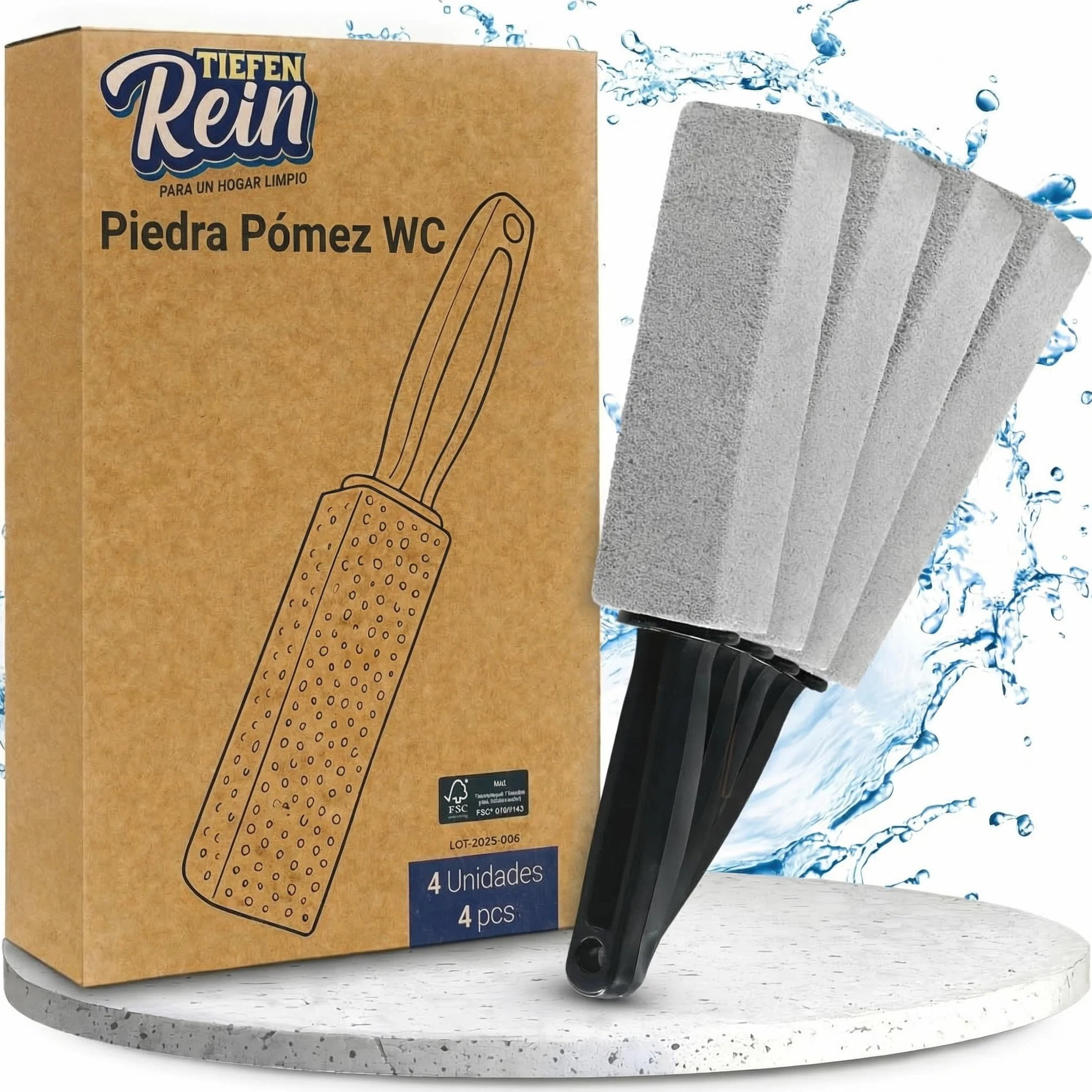 Piedra Pómez WC Profesional 4x – Piedra Pómez para Limpieza contra Cal y Manchas