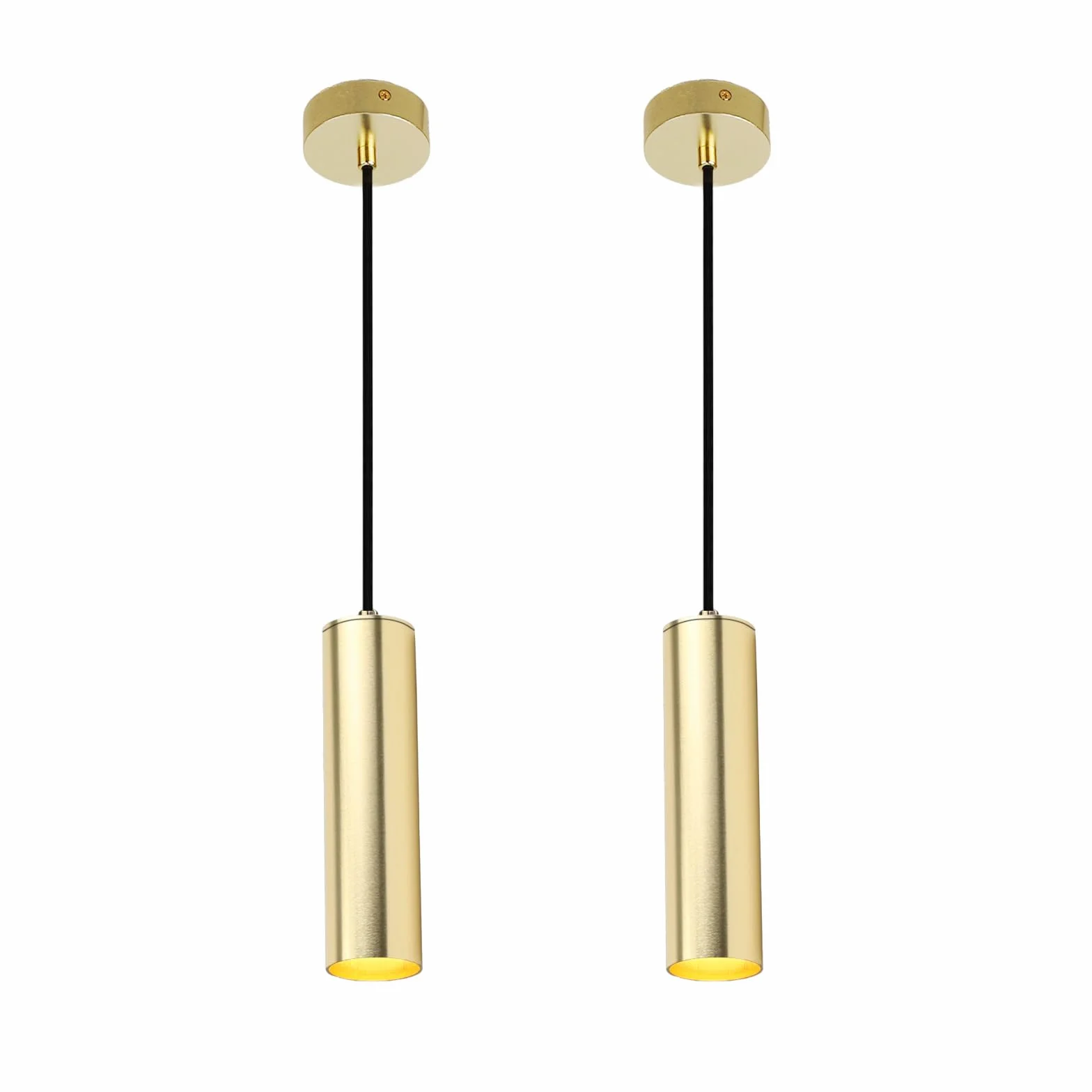 Alpinaluz Lámpara Colgante Tubular de Aluminio 20 cm GU10 120 cm Pack 2 Dorado