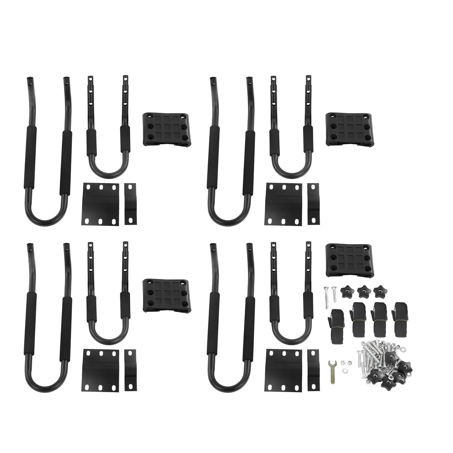 Haofy Soporte de Montaje Superior para Techo de Kayak, Soporte de Barra en J de Acero de Aleación Resistente para Canoa, Tabla de esquí, Transporte Superior, Capacidad de Carga de 68KG, 2 Pares