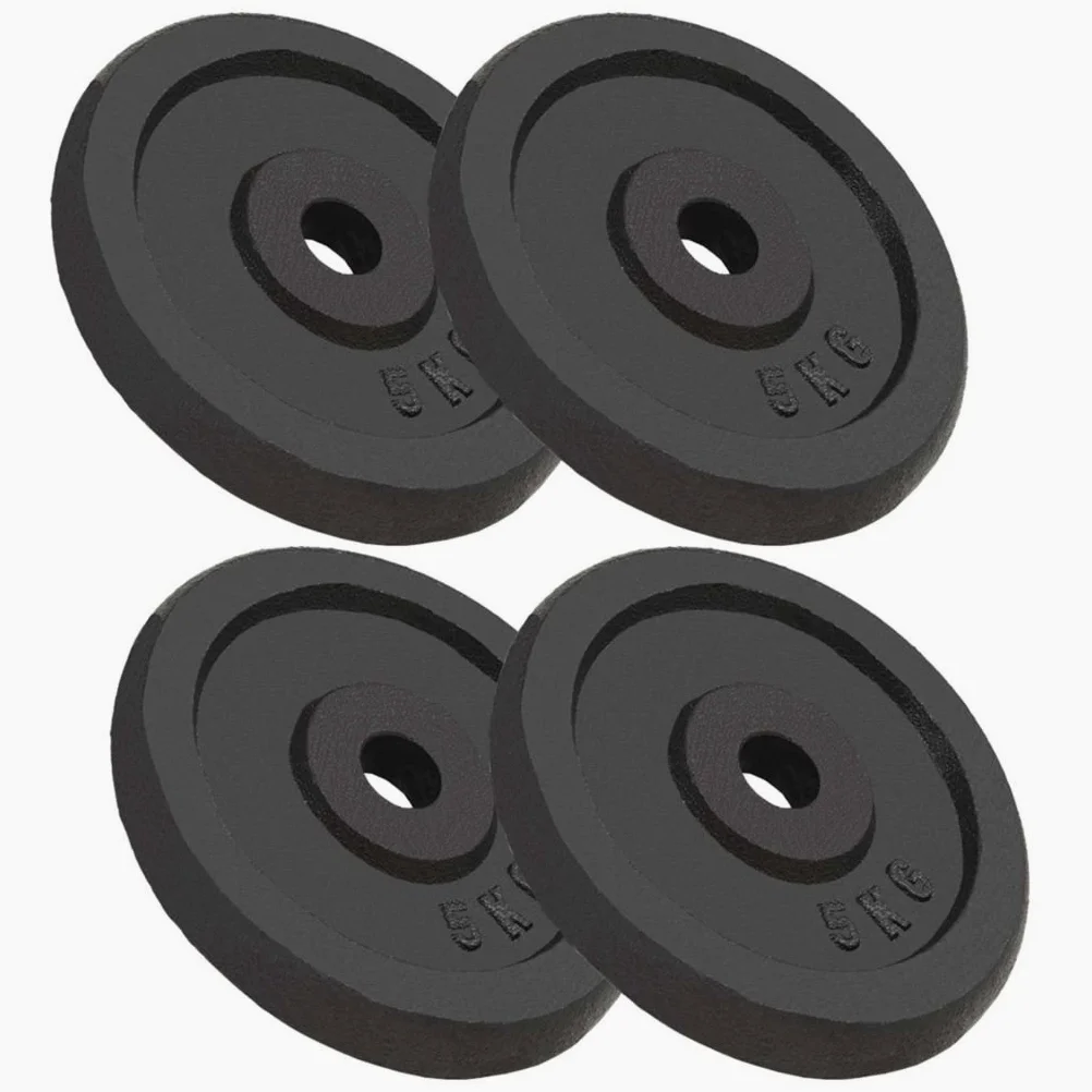 Juego de 4 Discos de Pesas de 5 kg, Hierro Fundido con Recubrimiento en Polvo, Diámetro 21 cm, Agujero 30 mm, para Barra de Pesas y Mancuernas, Ideal para Gimnasio en Casa