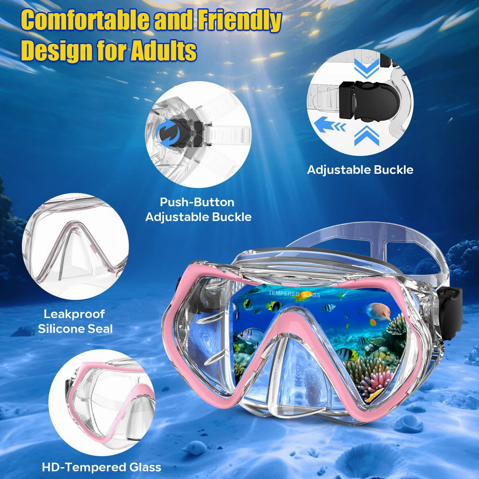 Juego de esnórquel seco, visión panorámica amplia, máscara de buceo antivaho, equipo de esnórquel profesional