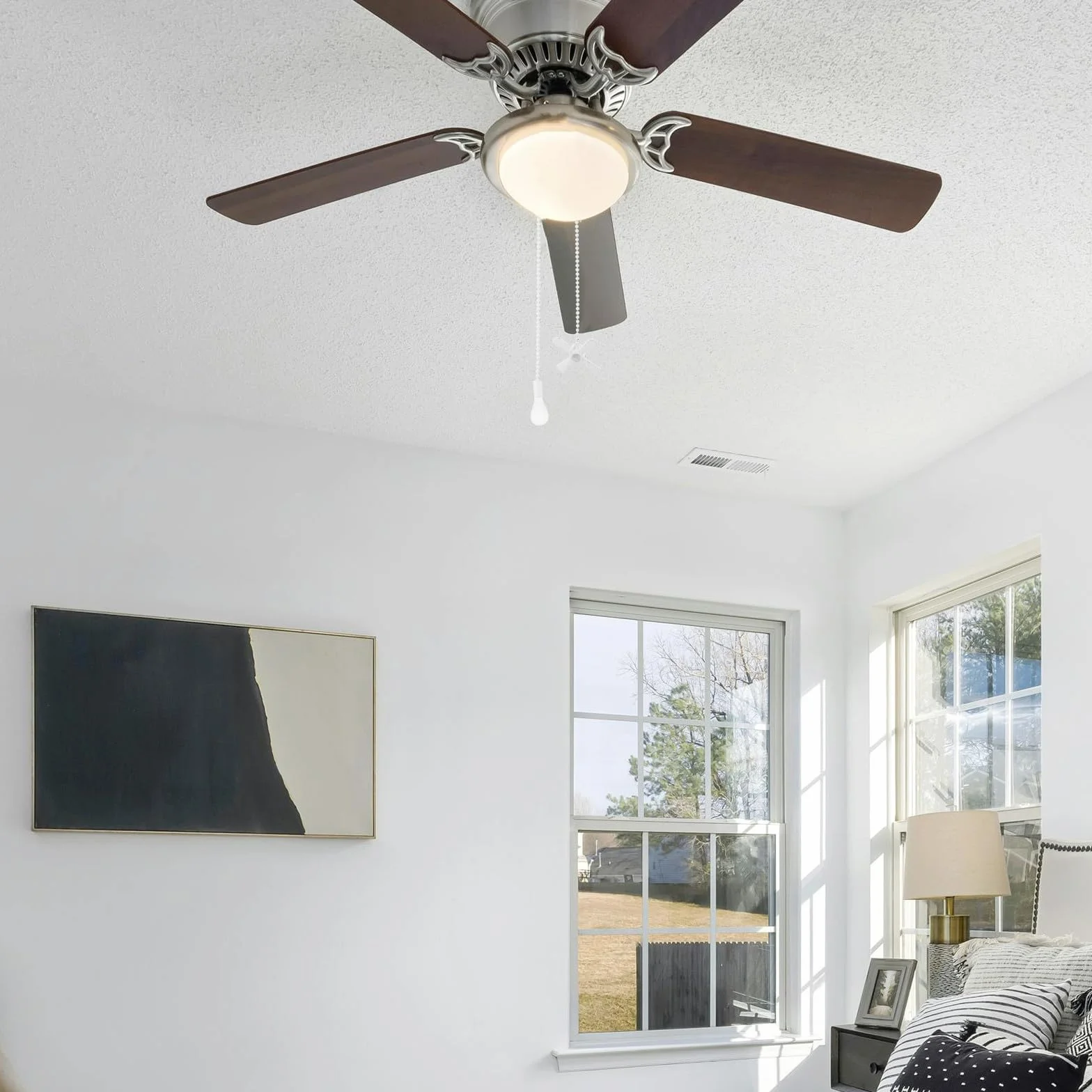 Cadena de Tirón para Ventilador de Techo y Lámpara Accesorio Decorativo Metálico Blanco