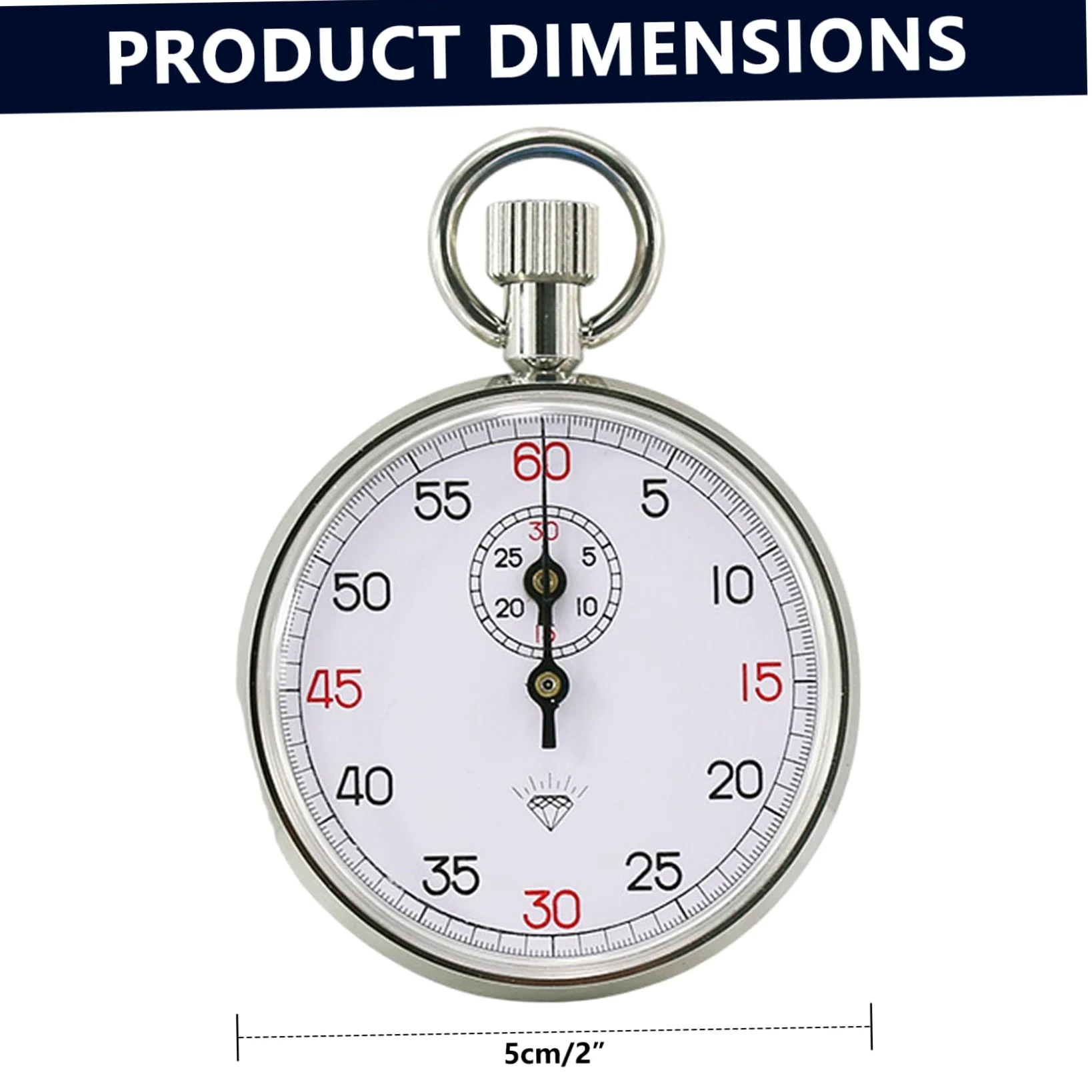 Cronómetro mecánico, cronómetro analógico de 13 Joyas con sincronización precisa para Deportes y Laboratorio, con Esfera Blanca y cordón, de 60 s/30 M, Reloj analógico con