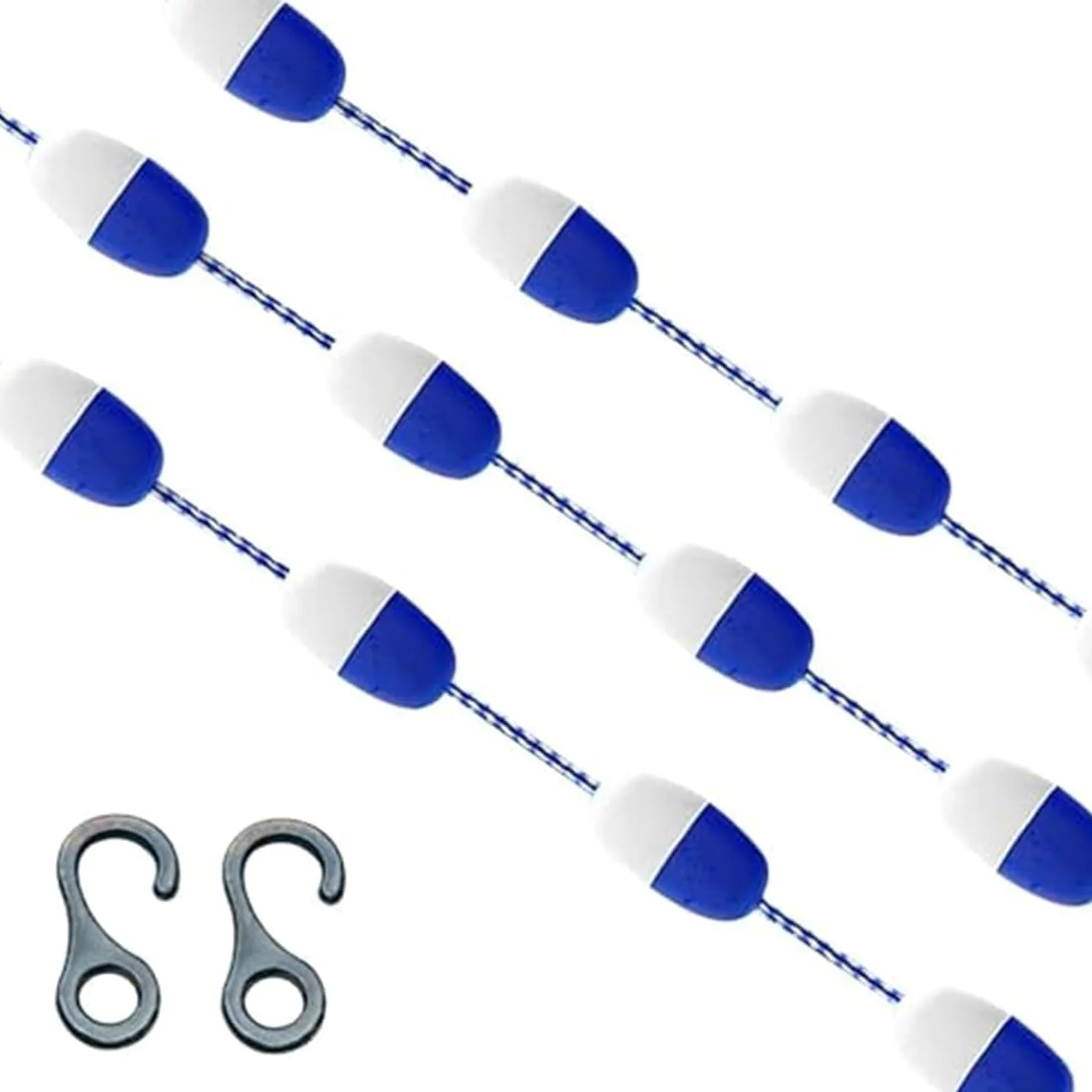 Gancho De Seguridad Para Piscina, Cuerda De Seguridad Para Piscina, Línea De Seguridad Para Piscina De Alta Flotabilidad, Cuerda De Seguridad Para Piscina Trenzada De Nailon,,Blue White,19.9m Long/65