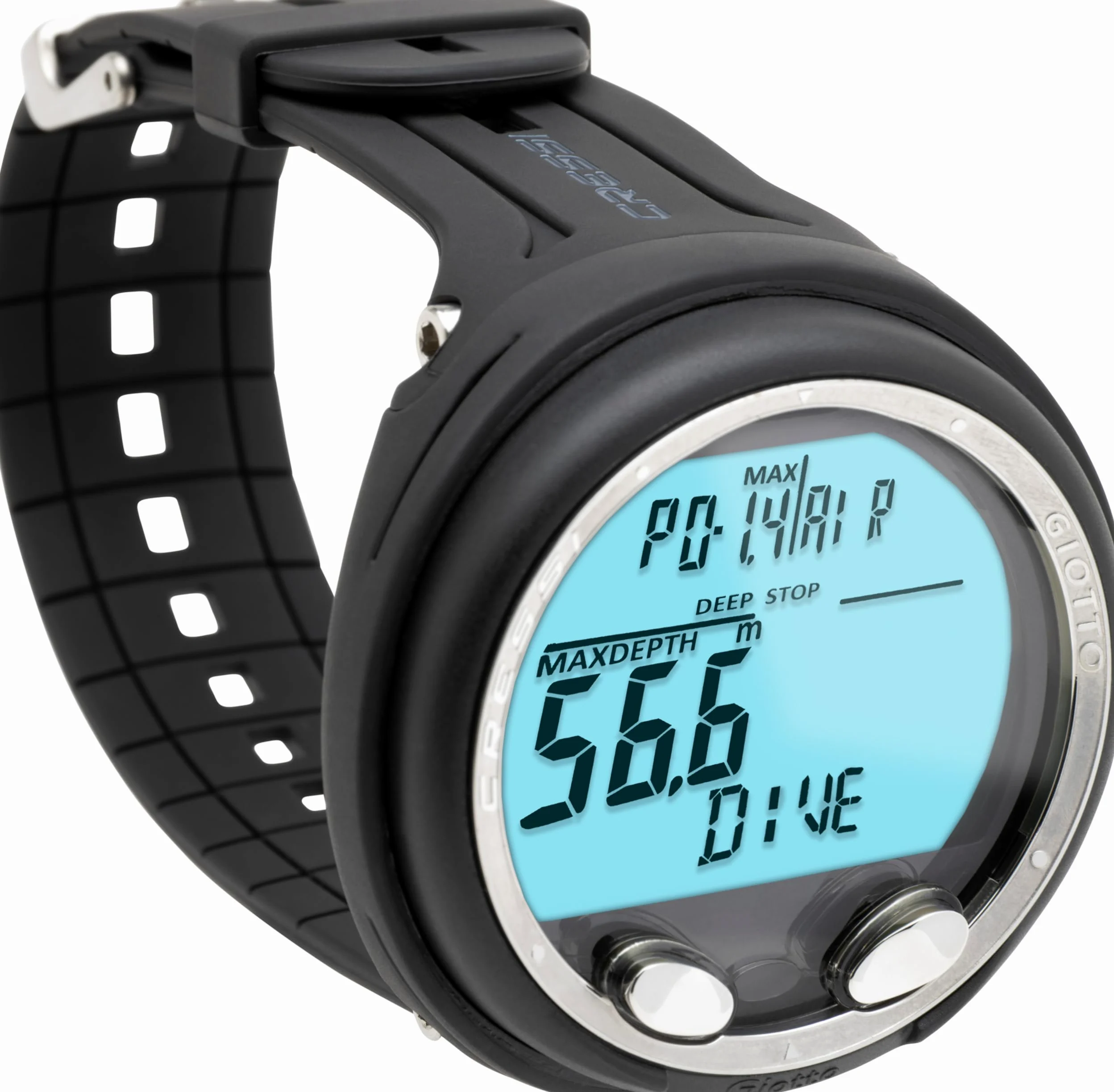 Cressi Giotto Ordenador de Buceo Profesional de Muñeca para Buceo Submarino Dual Mix - Negro/Plateado, Talla Única Unisex | 3 modos: aire • Nitrox • Calibrador – gases de doble mezcla, cuaderno de registro, alarma de ascenso