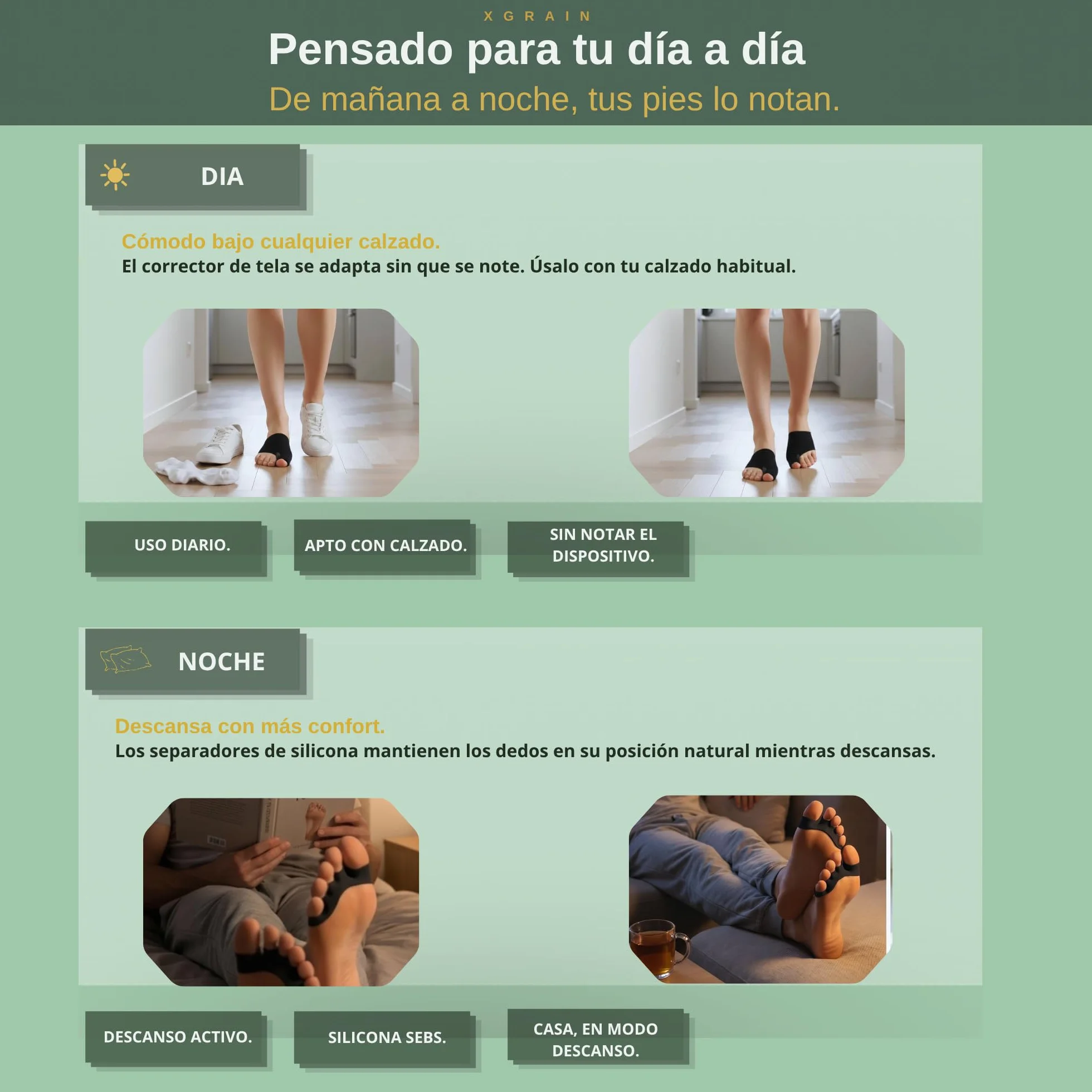 Corrector de Juanetes Separador Dedos pie Negro Férula Hallux Valcus con Almohadilla de Gel Pack 4 Piezas