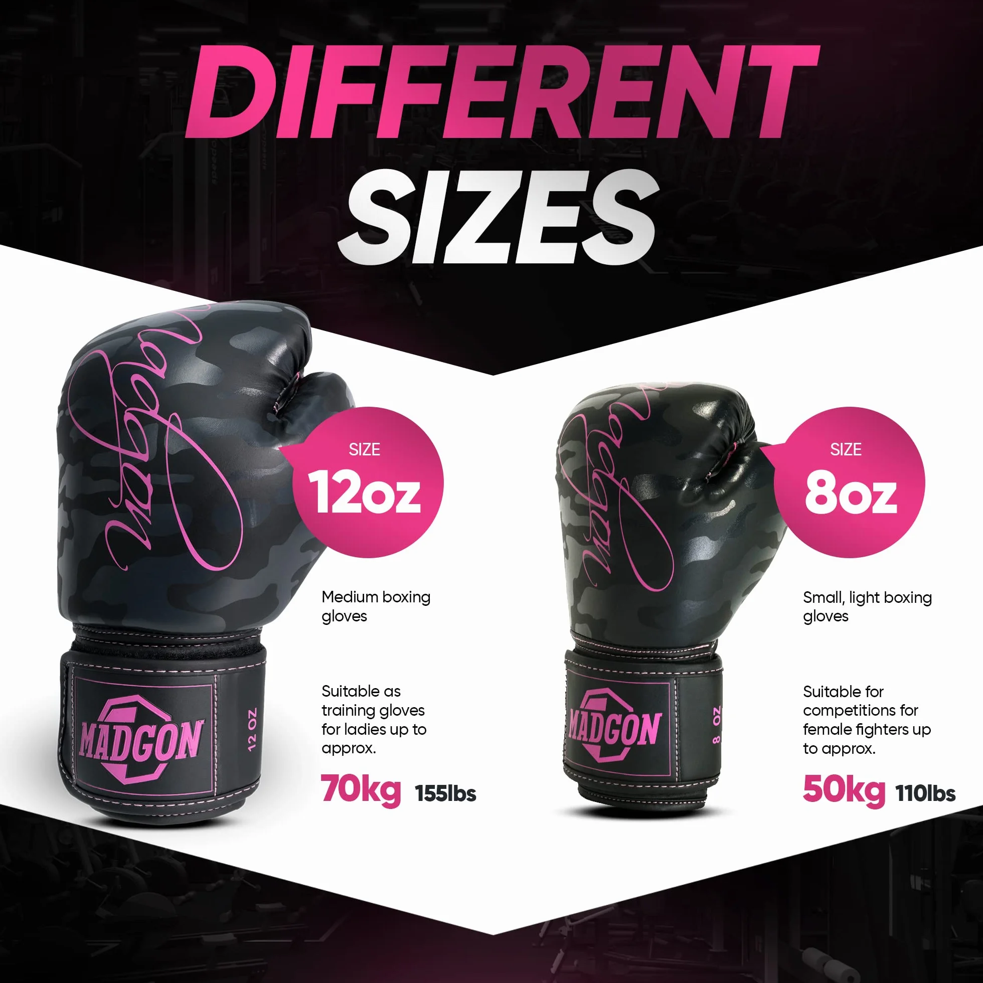 MADGON Guantes de Boxeo para Kick Boxing MMA Sparring con Bolsa Incluida