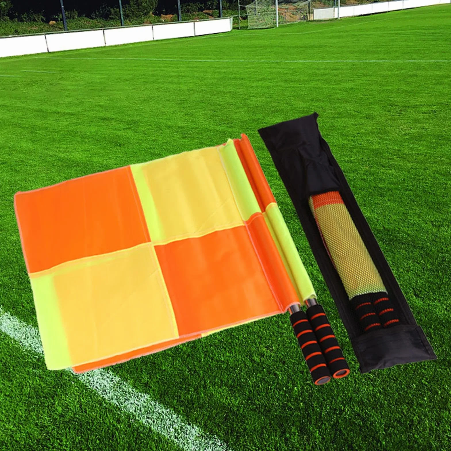Banderas de Árbitro para Vóleibol | Juego De 2 Banderines Para Jueces De Línea Y Voleibol - Naranja Y Amarillo, Mango Ergonómico Para Equipo De Entrenamiento De Fútbol En Partidos
