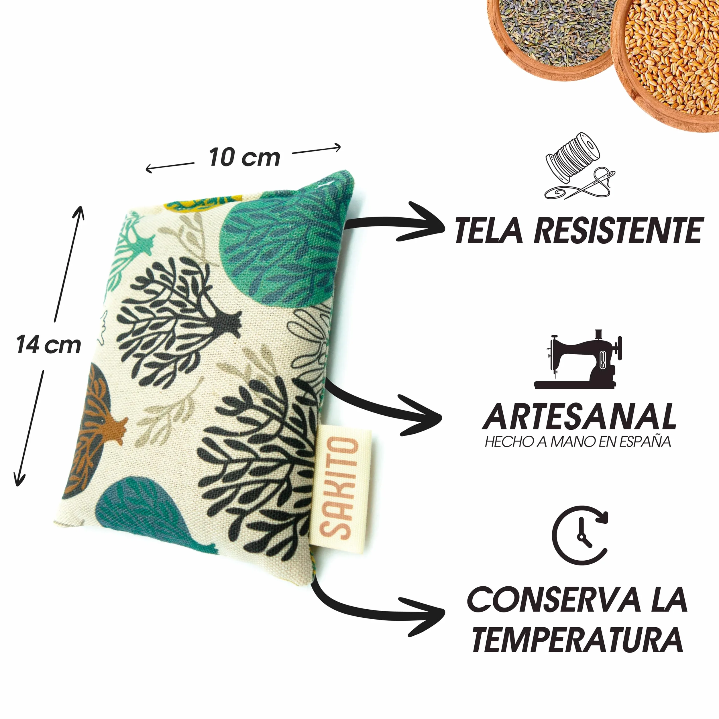 Saco Semillas Microondas 14x10 cm Terapia Natural para Cólicos Bebés