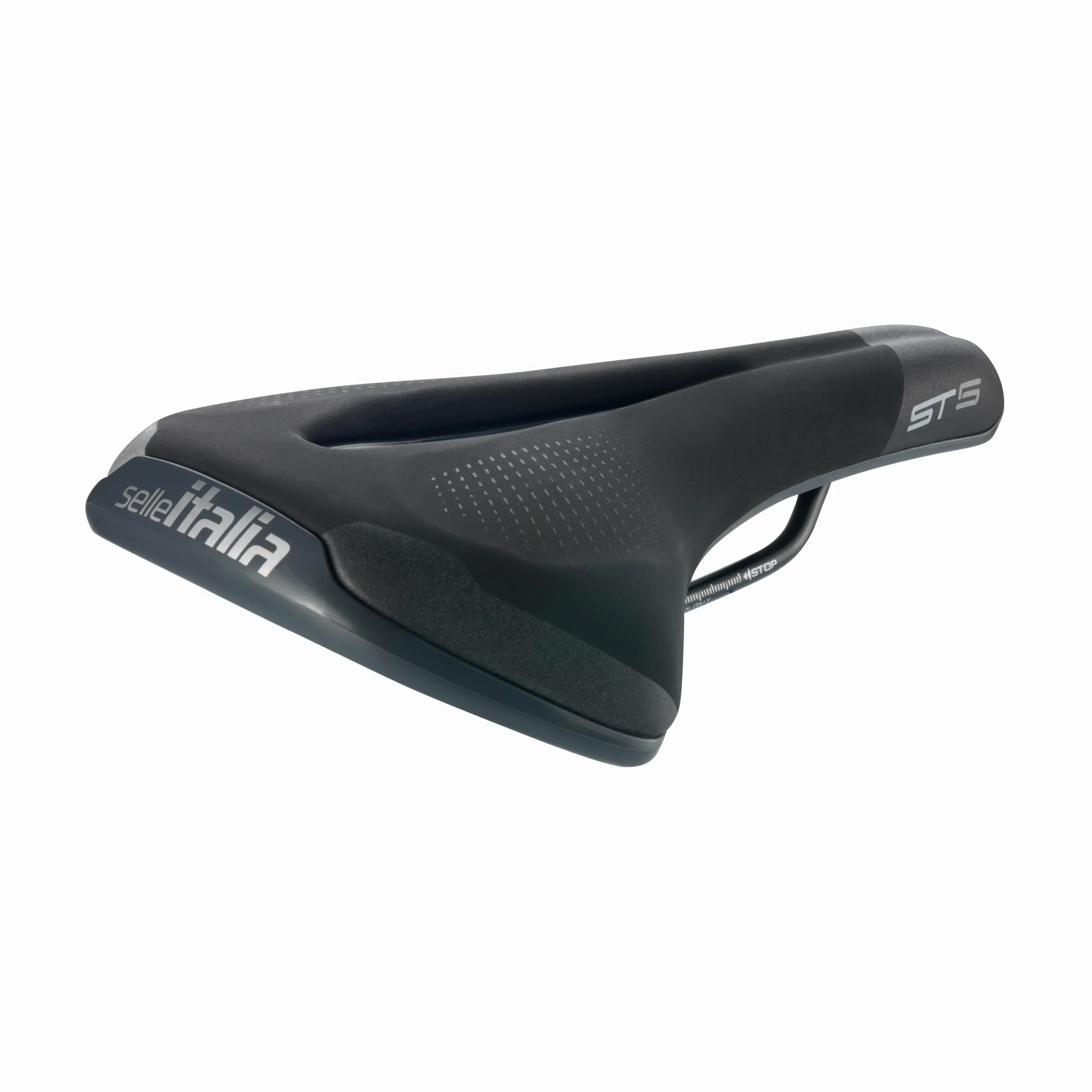 Selle Italia ST 5 Flow - Sillín Bicicleta Urbana/Eléctrica con Rail FeC, Agujero Anatómico, Reflectante