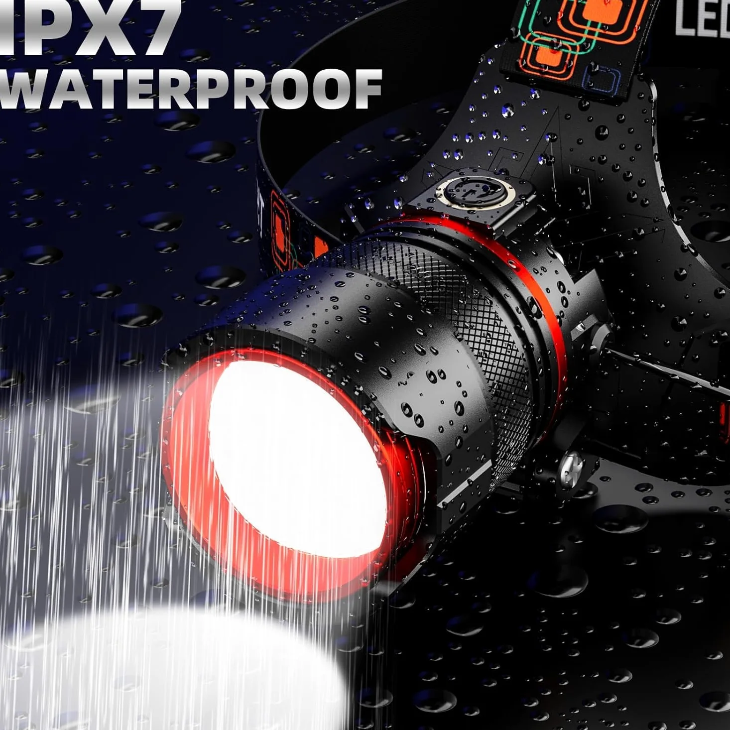 Faro delantero de 5000 lúmenes, LED recargable, faro con zoom con 5 modos y resistencia al agua IPX7, luces de cabeza ajustables de 120° para exteriores, camping, sombrero duro, caza, regalo del día