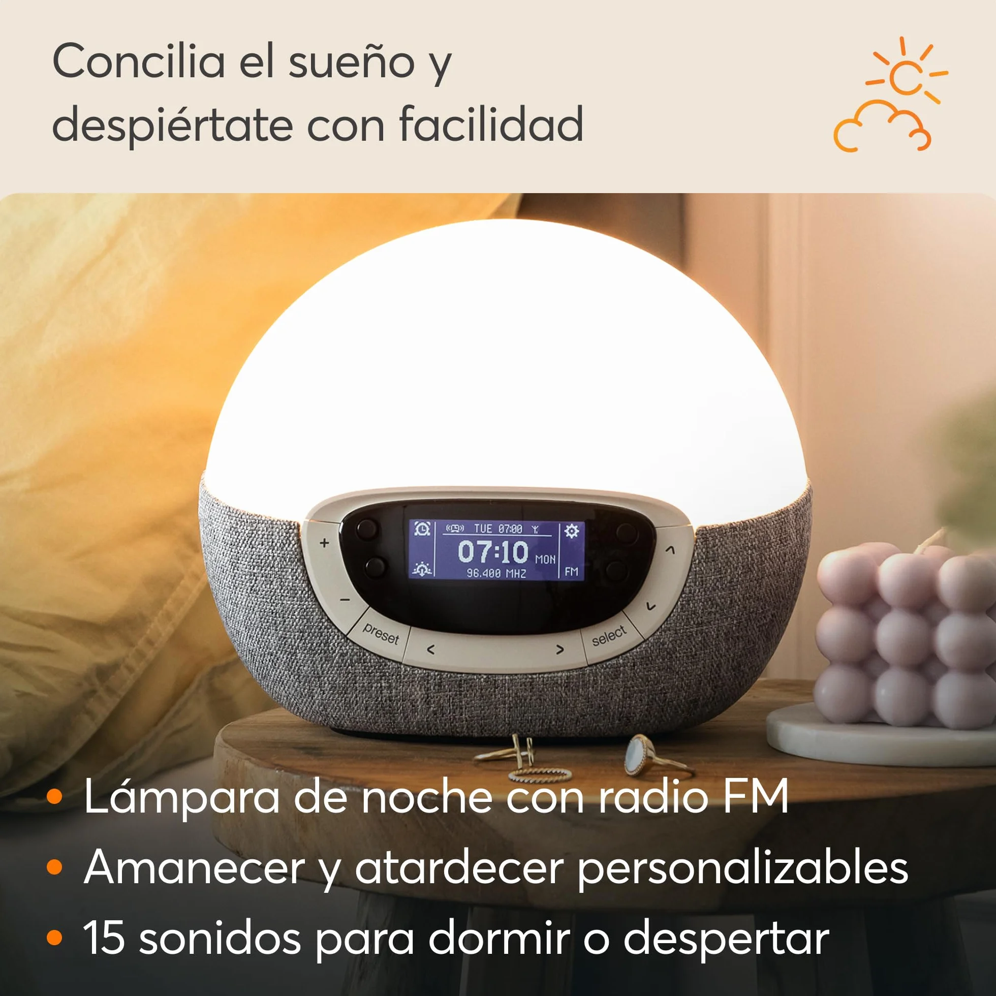 Lumie Bodyclock Shine 300 Despertador con Luz Simulación de Amanecer y Atardecer Graduales Radio FM