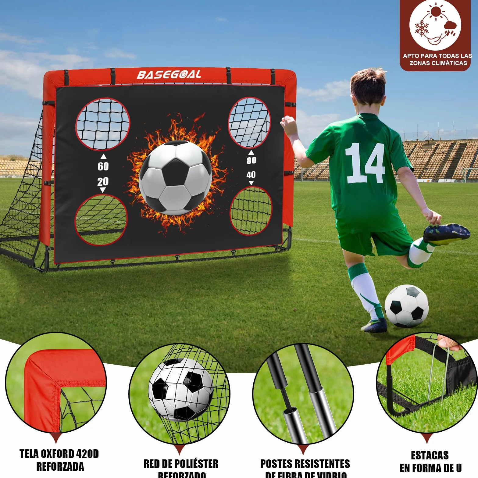 Porteria Futbol Plegable Portatil 150x120 CM con Bolsa Transporte Diana Colgante
