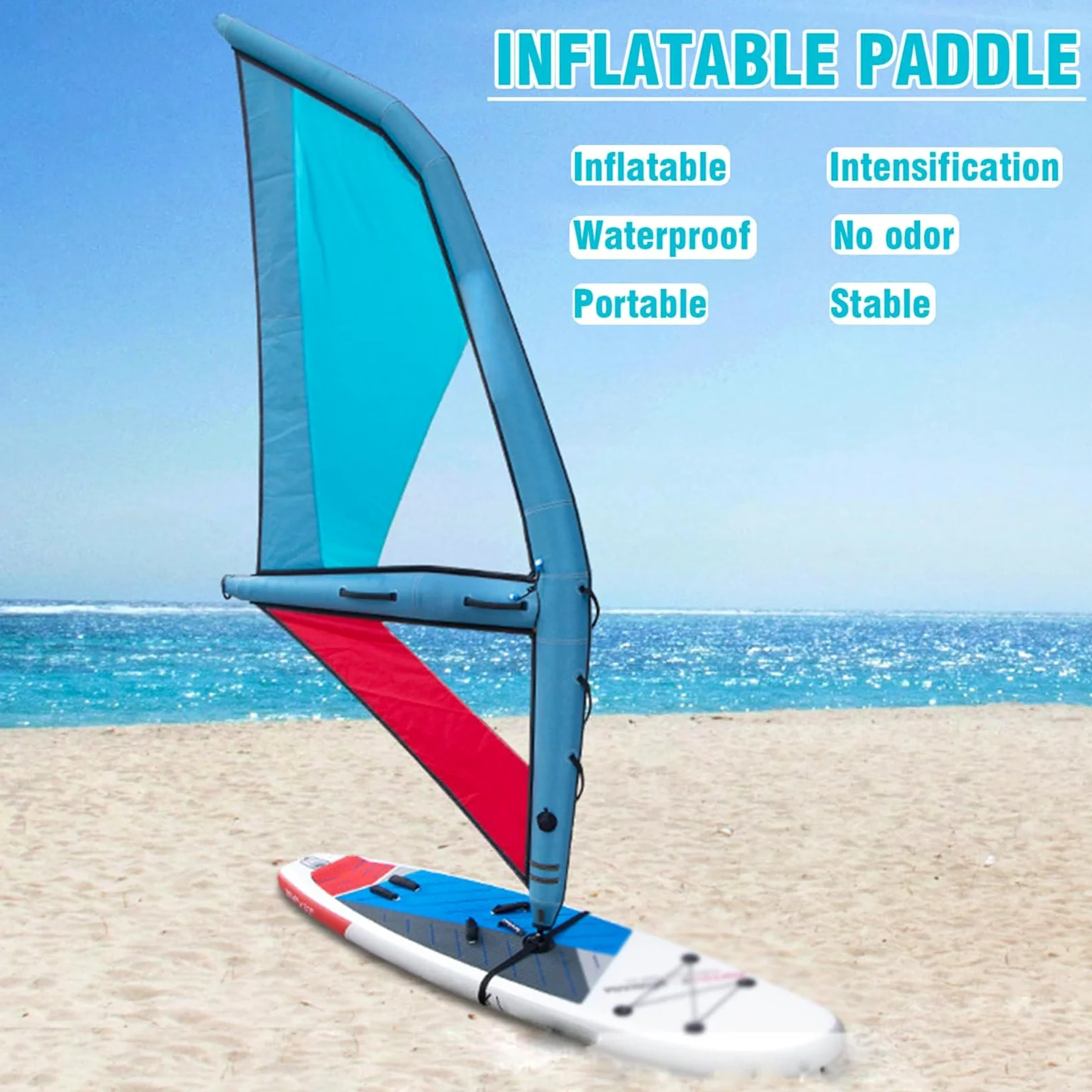 Tabla de hidrofoil inflable, tabla de windsurf, tabla de remo de pie, tela de buey y PVC, área de vela de 4.2㎡, con visión clara para deportes acuáticos, kayak, vela, marino, fácil instalación y