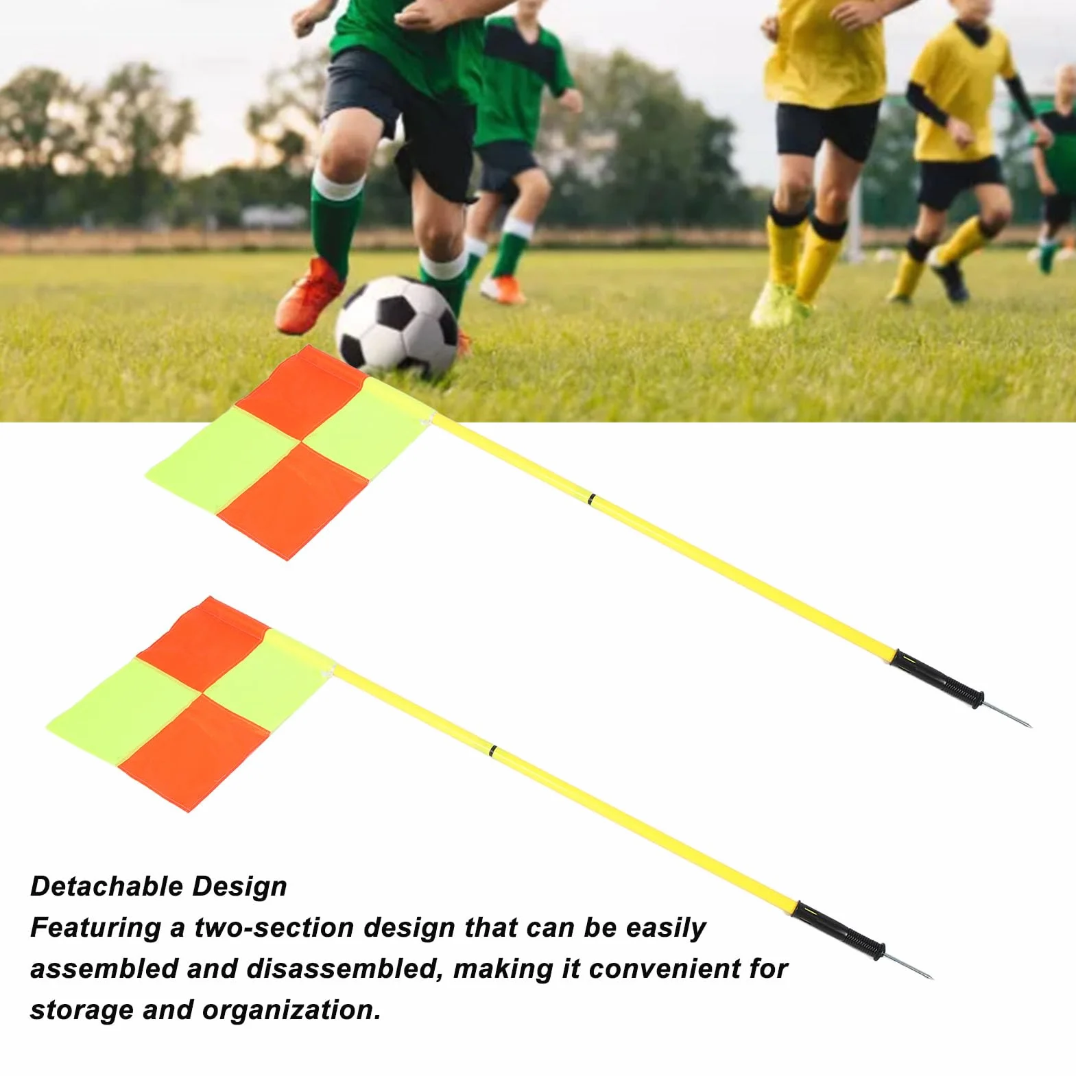 banapoy 4 Banderas Esquina Fútbol, ​​postes 1,5 M de Colores Brillantes para Campo Entrenamiento de Fútbol, ​​con Bolsa de Almacenamiento, Plástico Duradero para Equipos Deportivos