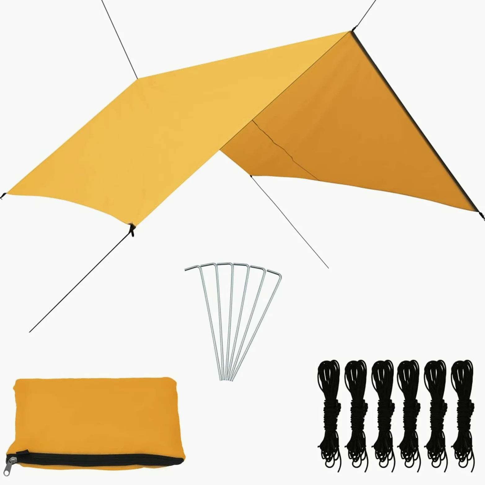 Tidyard Impermeables Lonas de Tiendas de Campaña Toldo de Camping Toldo de Jardín Toldo de Sombra para Playa/Parque,Lona de Picnic Protección UV Amarillo 3x2,85 m
