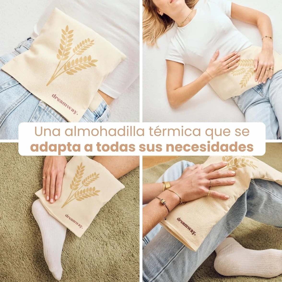Cojín térmico microondas con trigo 21x21cm - Almohadilla térmica funda algodón lavable - Alivia dolores musculares articulares