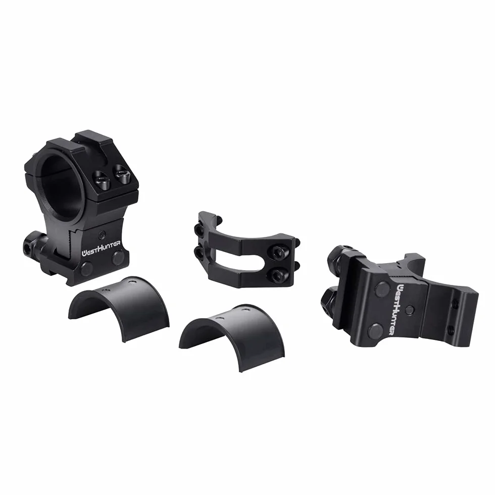 Anillas Ajustables para Mira Telescópica WestHunter Optics,Soporte de Precisión para Instalar Miras de 30mm & 25.4mm en Rieles de Cola de Milano de 11 mm | Black