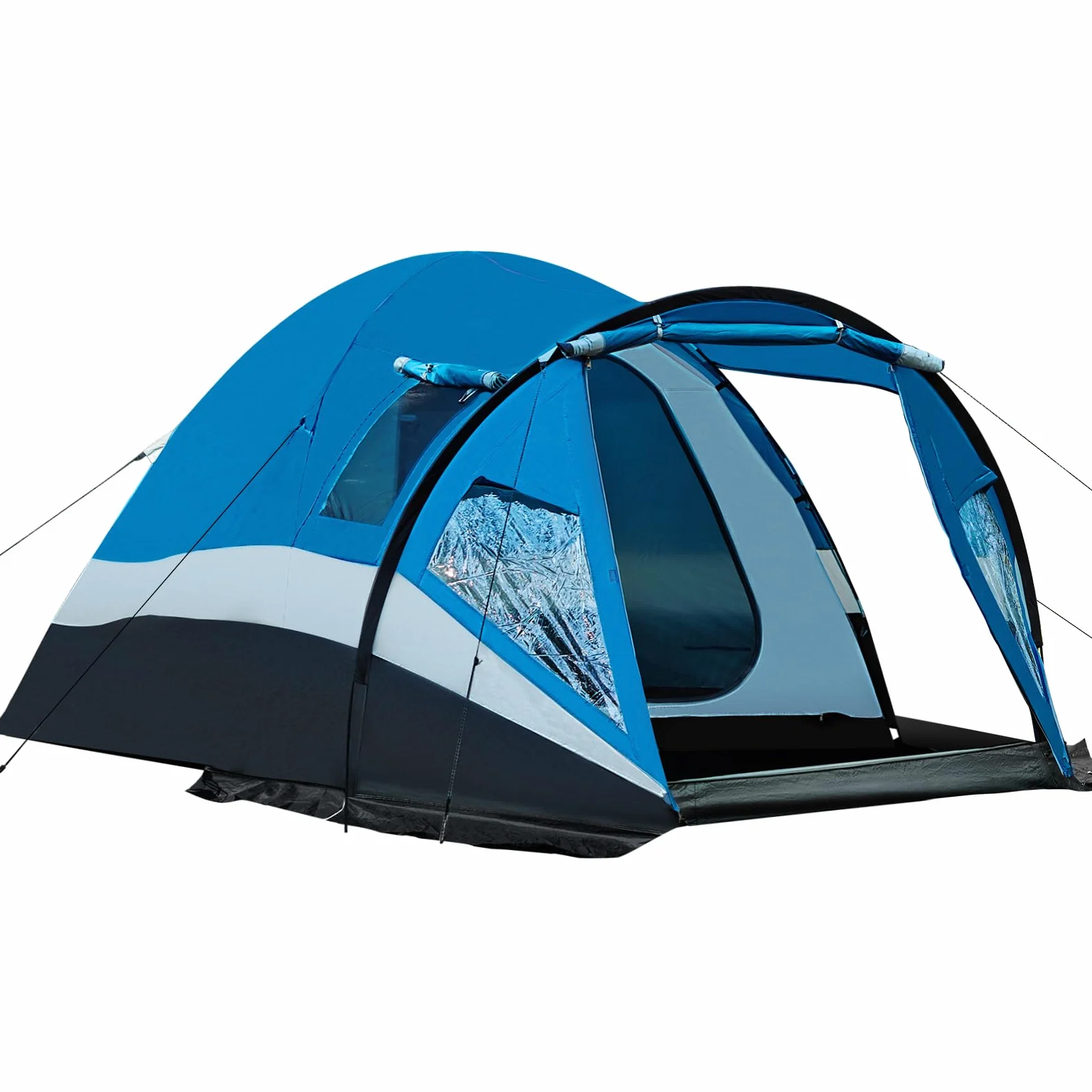 Portal Tienda de campaña para camping, con toldo, 3 – 4 temporadas, grande, 3000 mm, resistente al agua, con puerta lateral, ventana lateral, puerta de pantalla para trekking, exterior, festival, hierro para familias