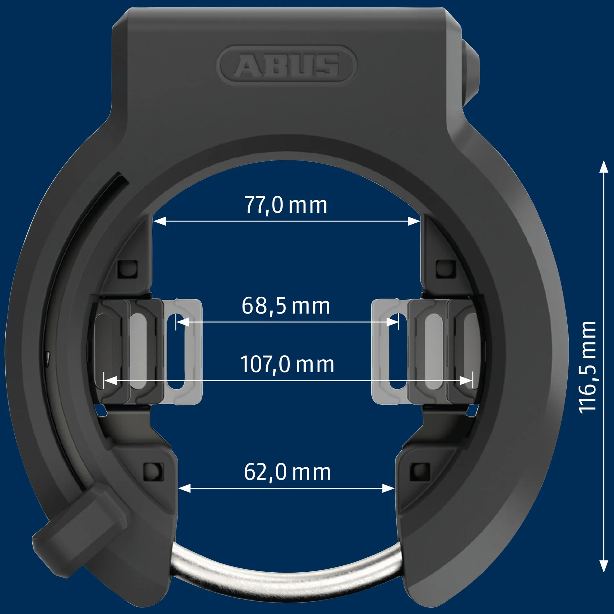 ABUS Candado de cuadro 6950M XPlus™ Granit™ - para todos los cuadros de bicicleta habituales - de ajuste universal - inmovilizador para bicicletas - variante NR + 6KS/100 + ST 5950 con cadena/alforja