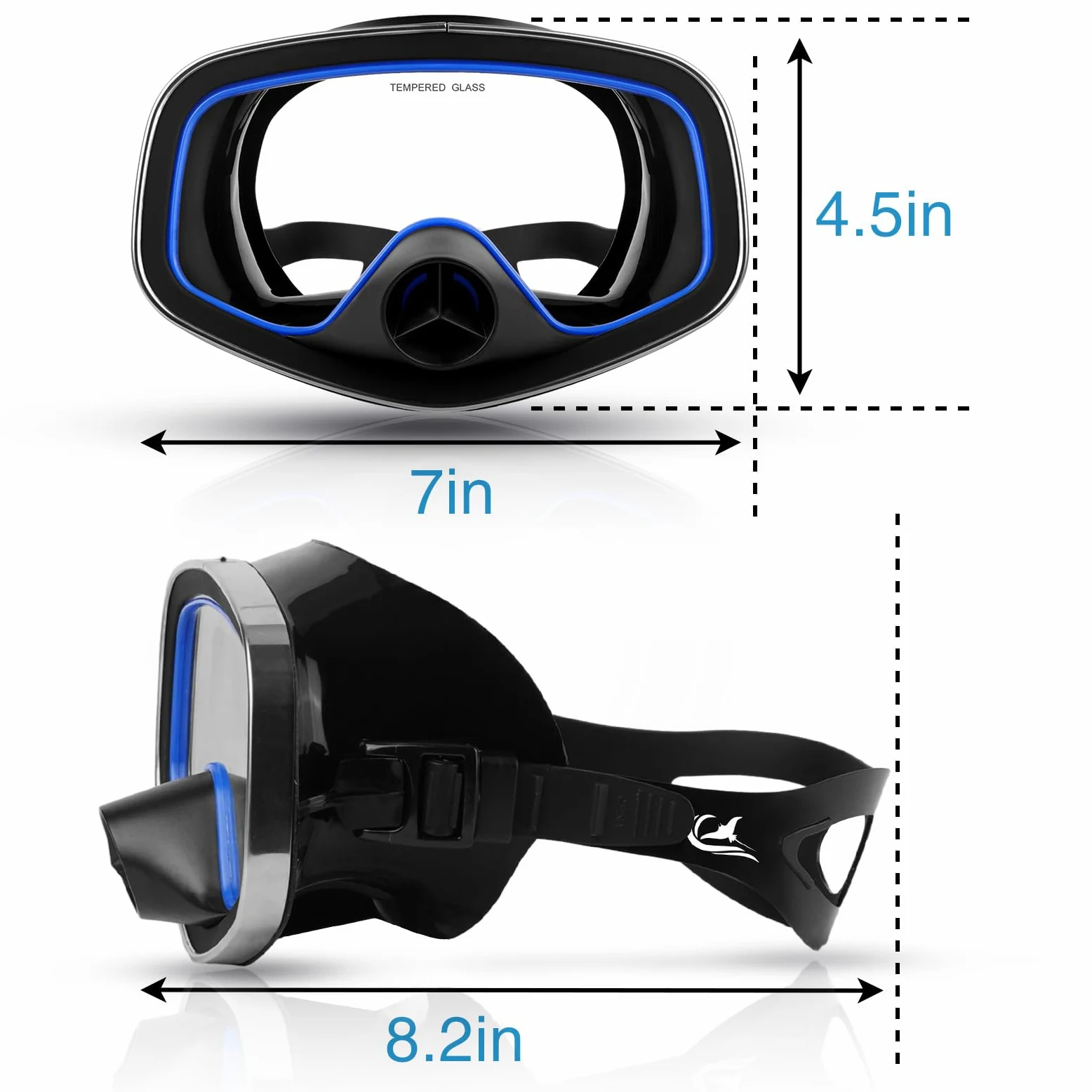 Máscara de buceo con válvula de drenaje amplia vista adecuada para adultos, buceo, buceo libre y máscara de gafas de esnórquel