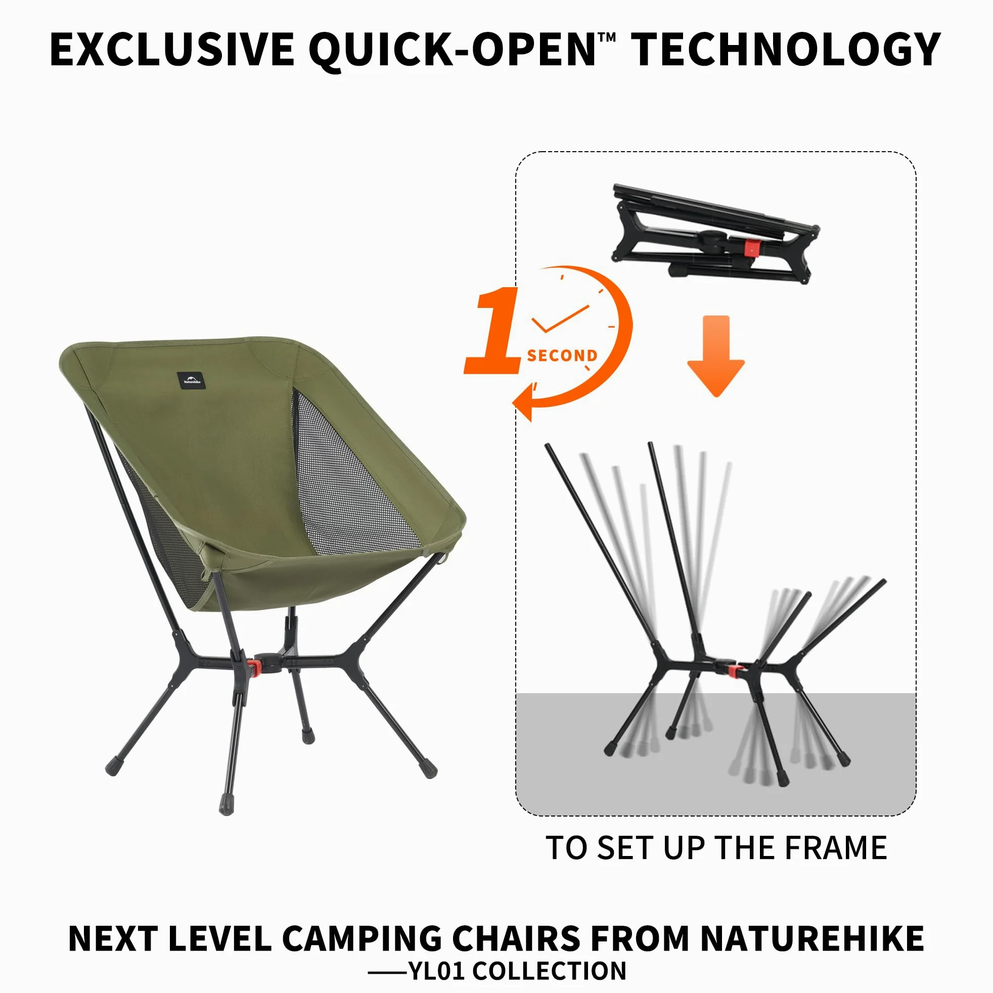 Naturehike Silla plegable de camping plegable ultracompacta, tamaño pequeño y diseño robusto para camping, picnic y actividades al aire libre senderismo