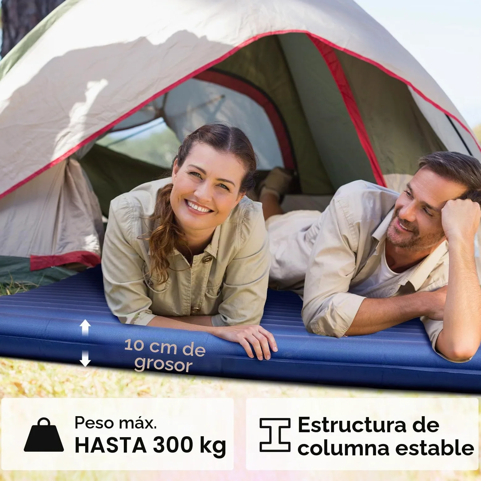 HIKENTURE - Esterilla Aislante para Camping, Ultraligera, Doble colchoneta Aislante Hinchable para 2 Personas, colchón de Aire para Dormir…